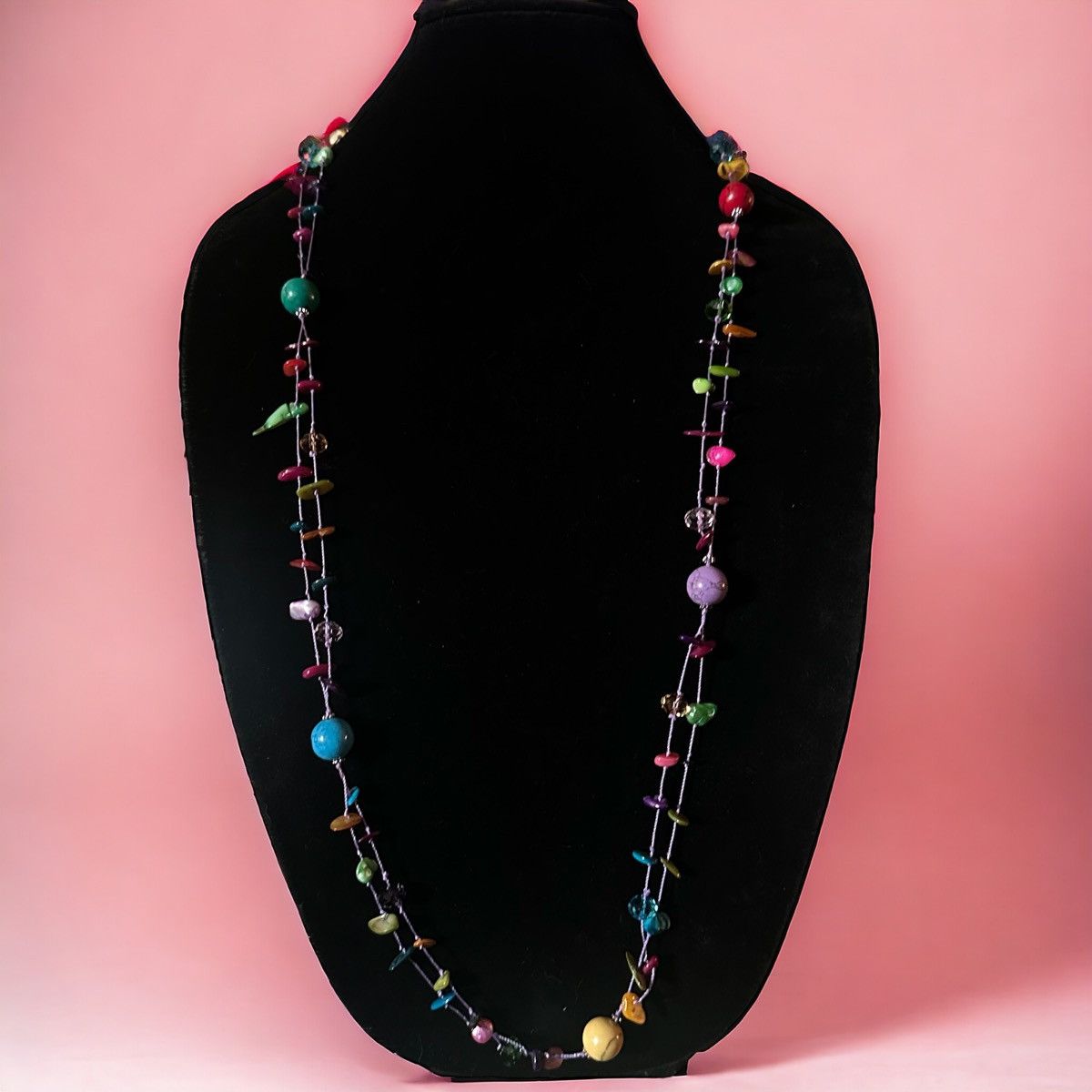 Other Long multicolor dyed fresh water pearl, shell bead necklace Size ONE SIZE - 1 Thumbnail