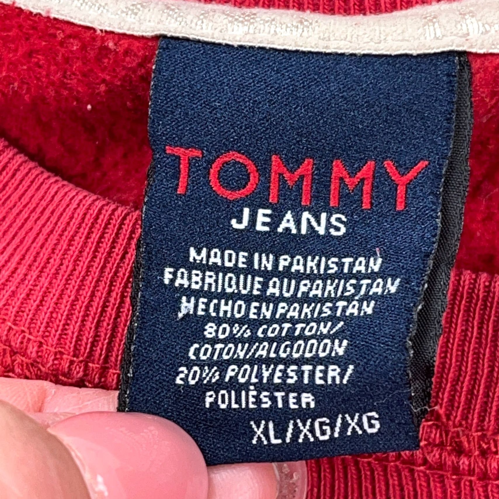 Tommy Hilfiger VINTAGE Tommy Hilfiger Sweatshirt Men XL Red Crewneck Knit Logo Embroidered 90s Retro Athletic Size US XL / EU 56 / 4 - 3 Thumbnail