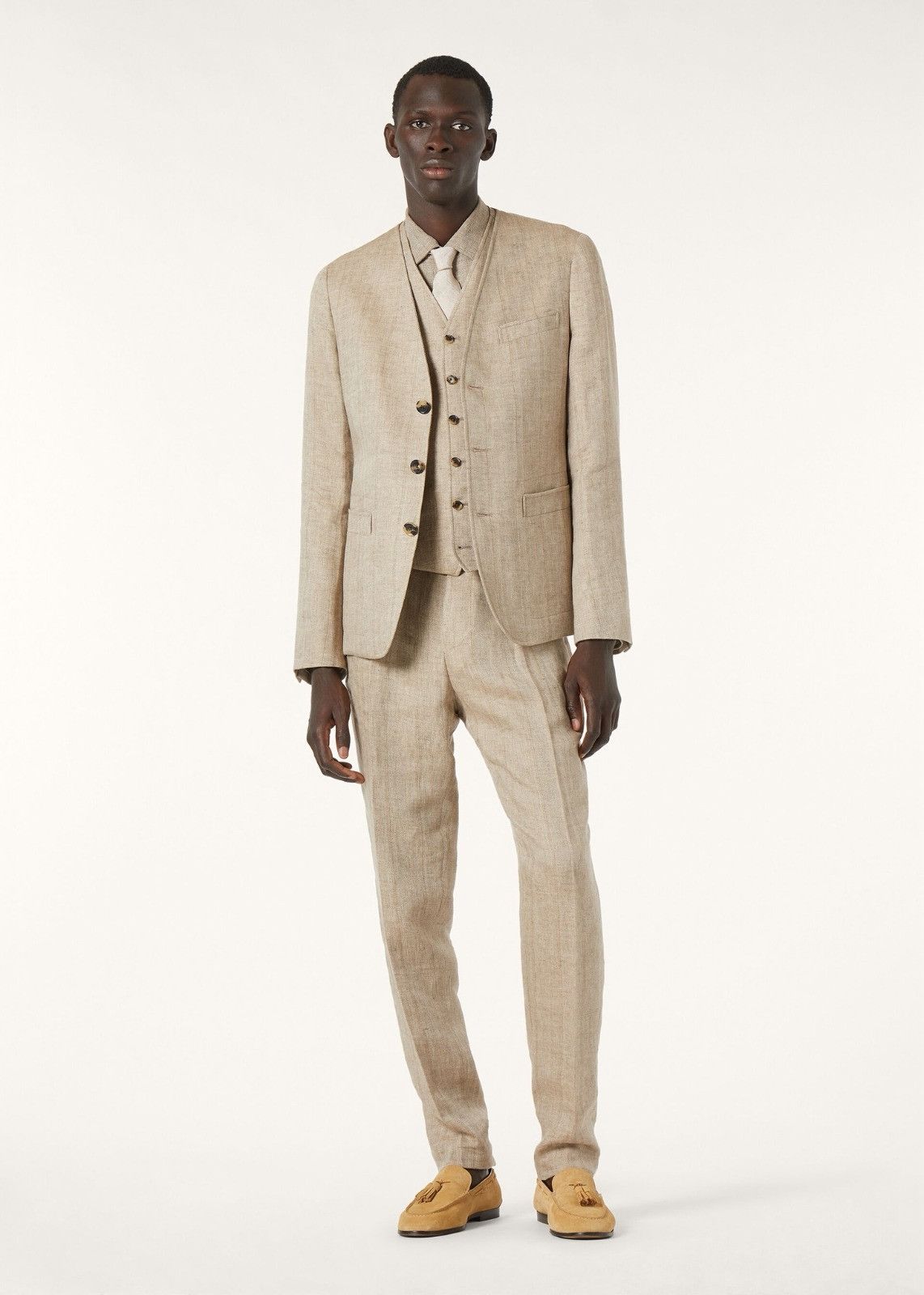 Loro Piana o1srvl11e0526 FAP5379 Eduard Jacket and Vest in Beige Size US L / EU 52-54 / 3 - 3 Thumbnail