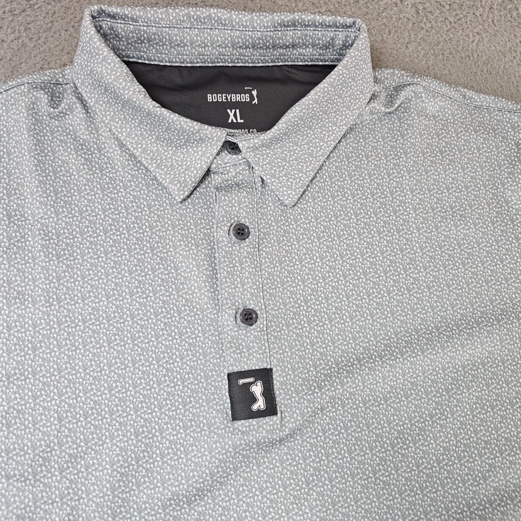 Vintage BOGEYBROS Polo Shirt Mens XL Gray Spotted Performance Golf Short Sleeve Polo Shirt XL Mens Gray Spotted Pattern Activewear Size US XL / EU 56 / 4 - 2 Thumbnail