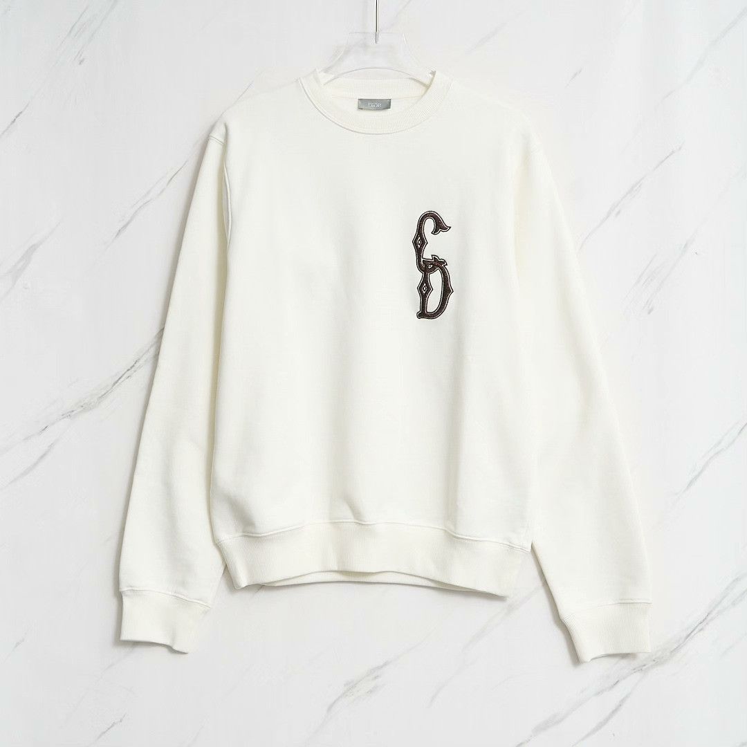 Dior Dior Unisex Gold Thread Embroidered Crewneck Sweatshirt Size US M / EU 48-50 / 2 - 1 Thumbnail