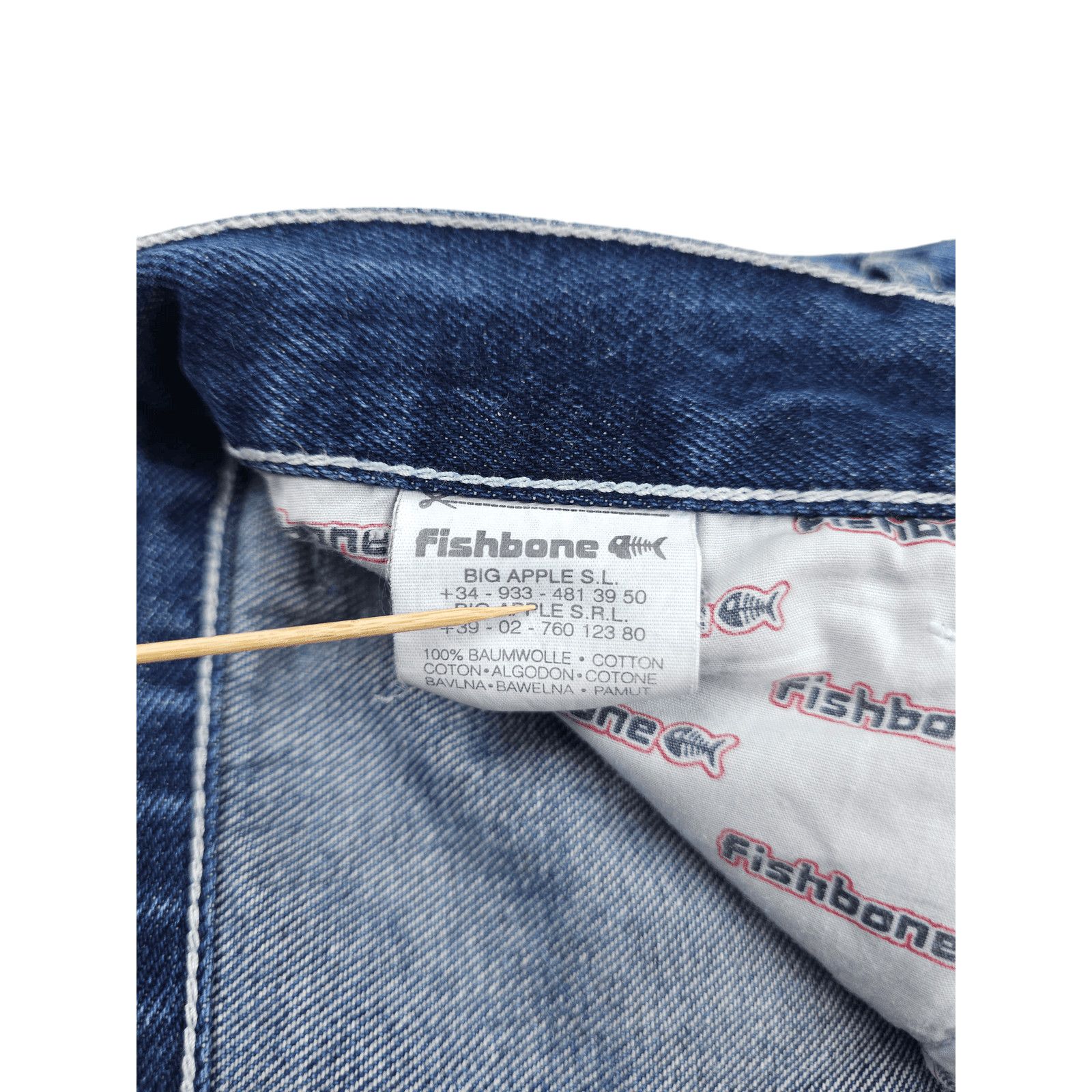 Japanese Brand 💎 Y2K Vintage Fishbone Denim JNCO Shorts Hip-Hop Rap Size US 32 / EU 48 - 10 Thumbnail
