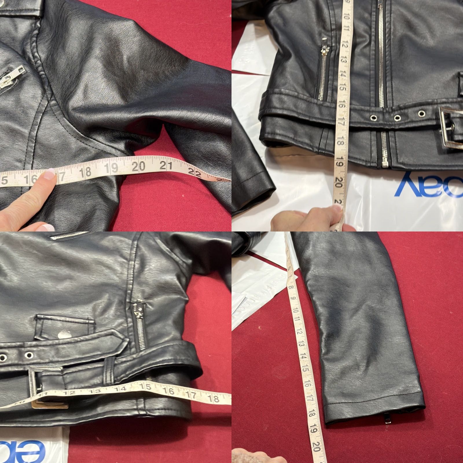 Vintage ASHLEY 26 INTERNATIONAL BRENDA Jacket WOMEN Large Black Faux Leather Moto Biker Size L / US 10 / IT 46 - 8 Thumbnail