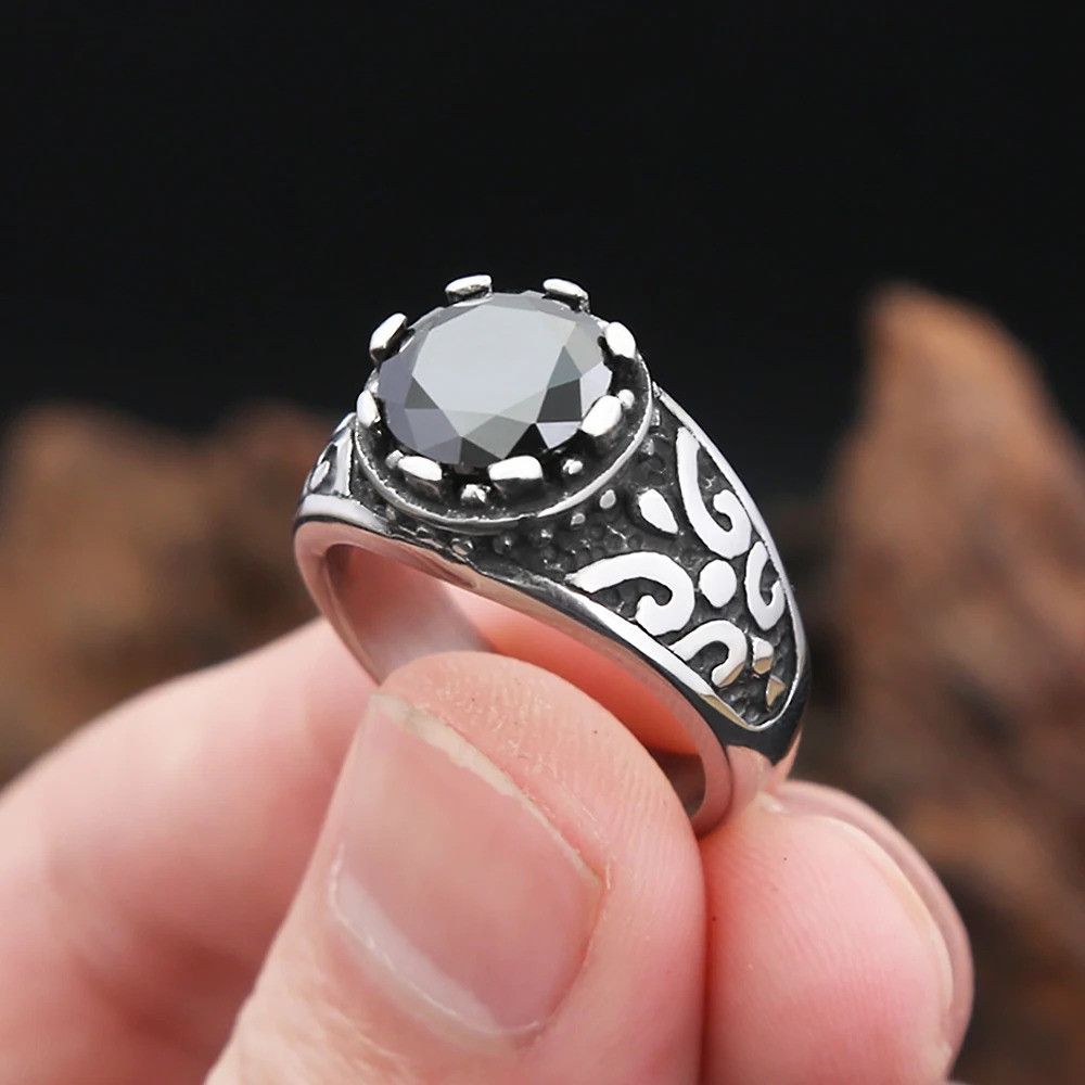 Jewelry Black Stone Ring Size ONE SIZE - 1 Thumbnail