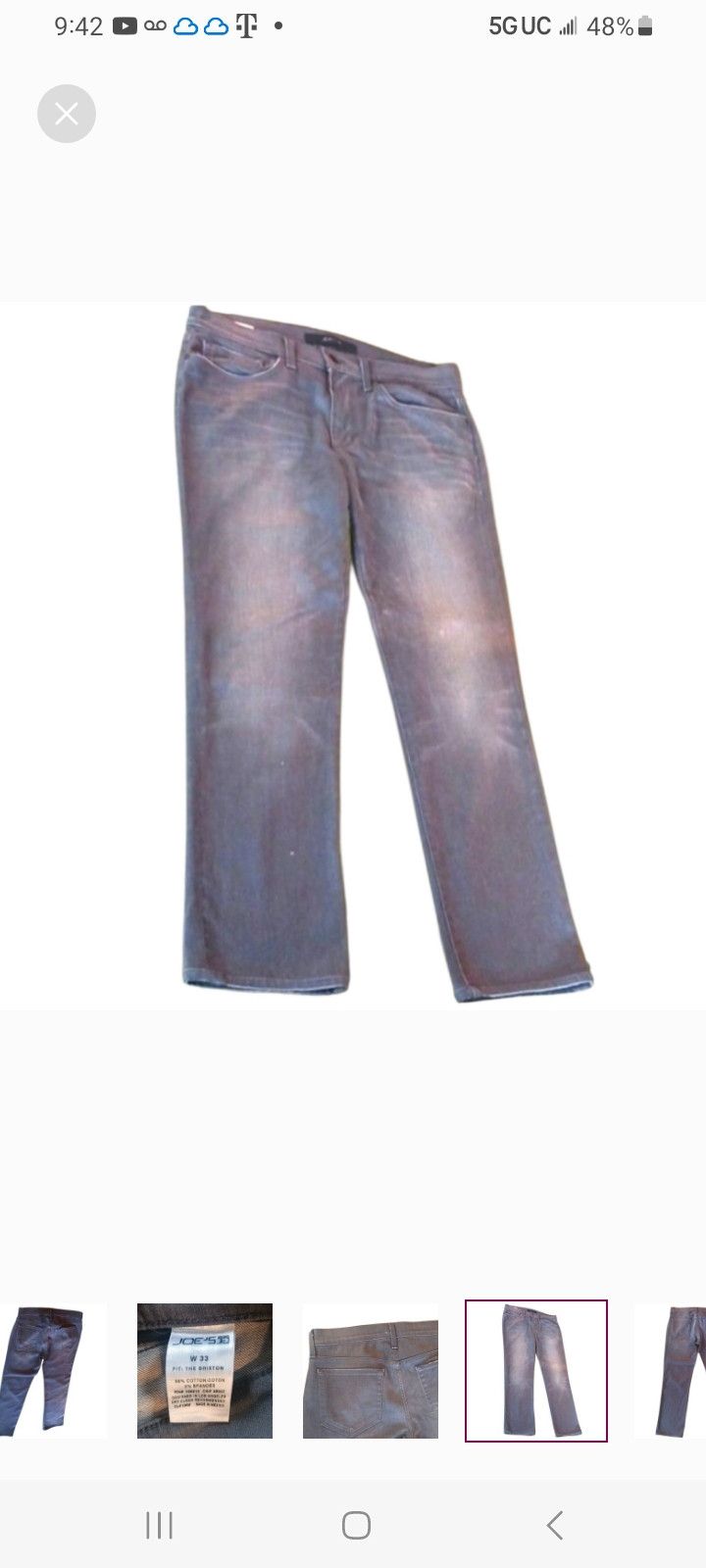 Joe's JOE'S JEANS Brixton Grey Jeans Size US 34 / EU 50 - 6 Thumbnail