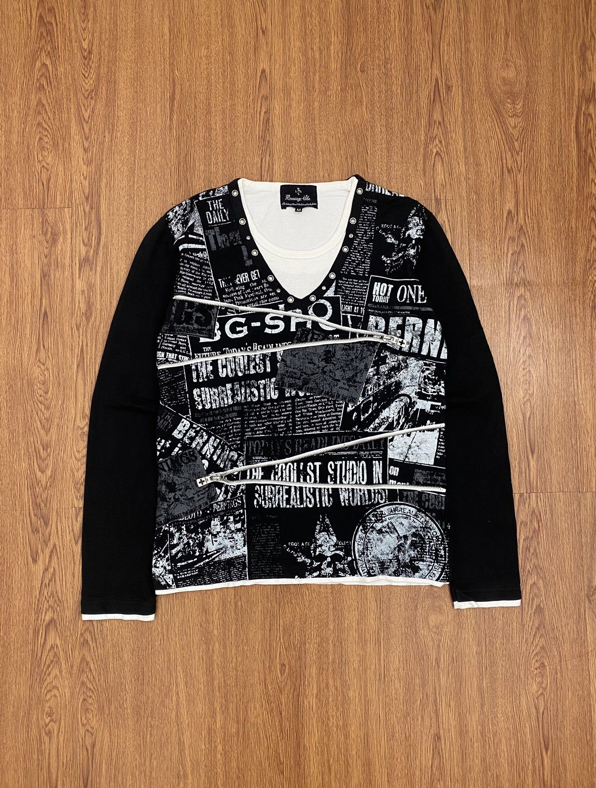 image of If Six Was Nine x Le Grande Bleu L G B Berning Sho Zipper Punk Tee in Black, Men's (Size Medium)