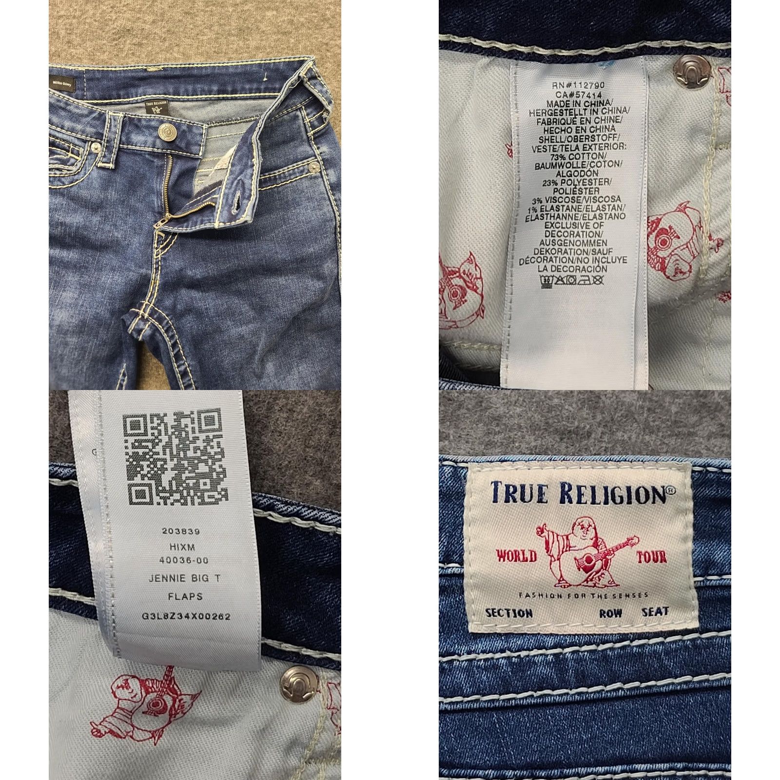 True Religion True Religion Jennie Big T Curvy Mid Rise Skinny Jeans Women 26x28 Blue Stretch Denim 5-Pocket Zipper Size 26" / US 2 / IT 38 - 9 Thumbnail