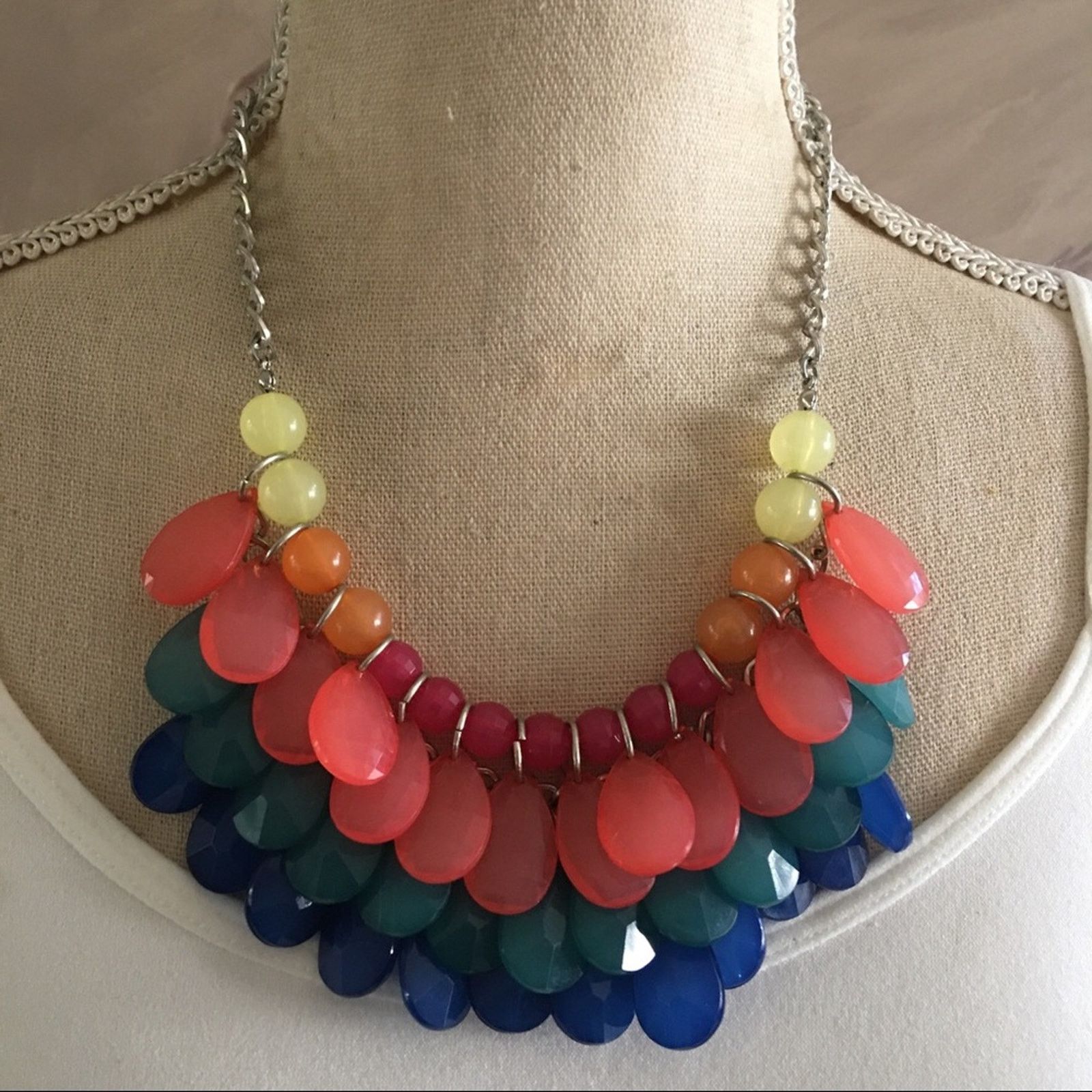 Jewelry Colorful layered faceted resin bead cluster necklace Size ONE SIZE - 1 Thumbnail