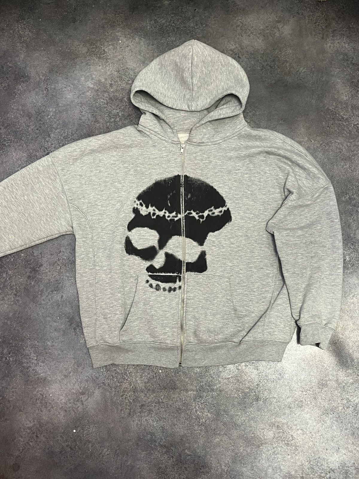 Japanese Brand × Vintage Vintage Grey zipped hoodie with cool print Size US M / EU 48-50 / 2 - 1 Thumbnail