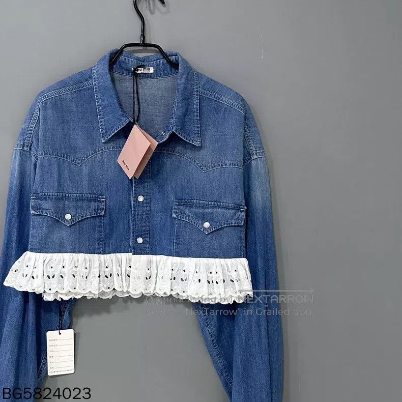 Miu Miu Miu Miu 40 Lace denim jacket Size M / US 6-8 / IT 42-44 - 2 Thumbnail