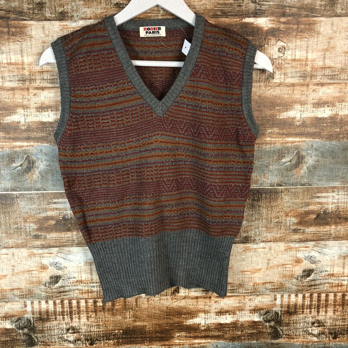 Homespun Knitwear × Japanese Brand Rodier Paris vintage Brown Vest Knitwear #A1379 Size XS / US 0-2 / IT 36-38 - 3 Thumbnail