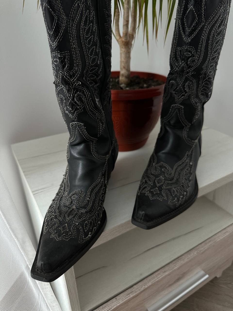 Cowboy Equipment × Vintage Vintage Cowboy Western Black Boots Size US 7 / IT 37 - 12 Thumbnail