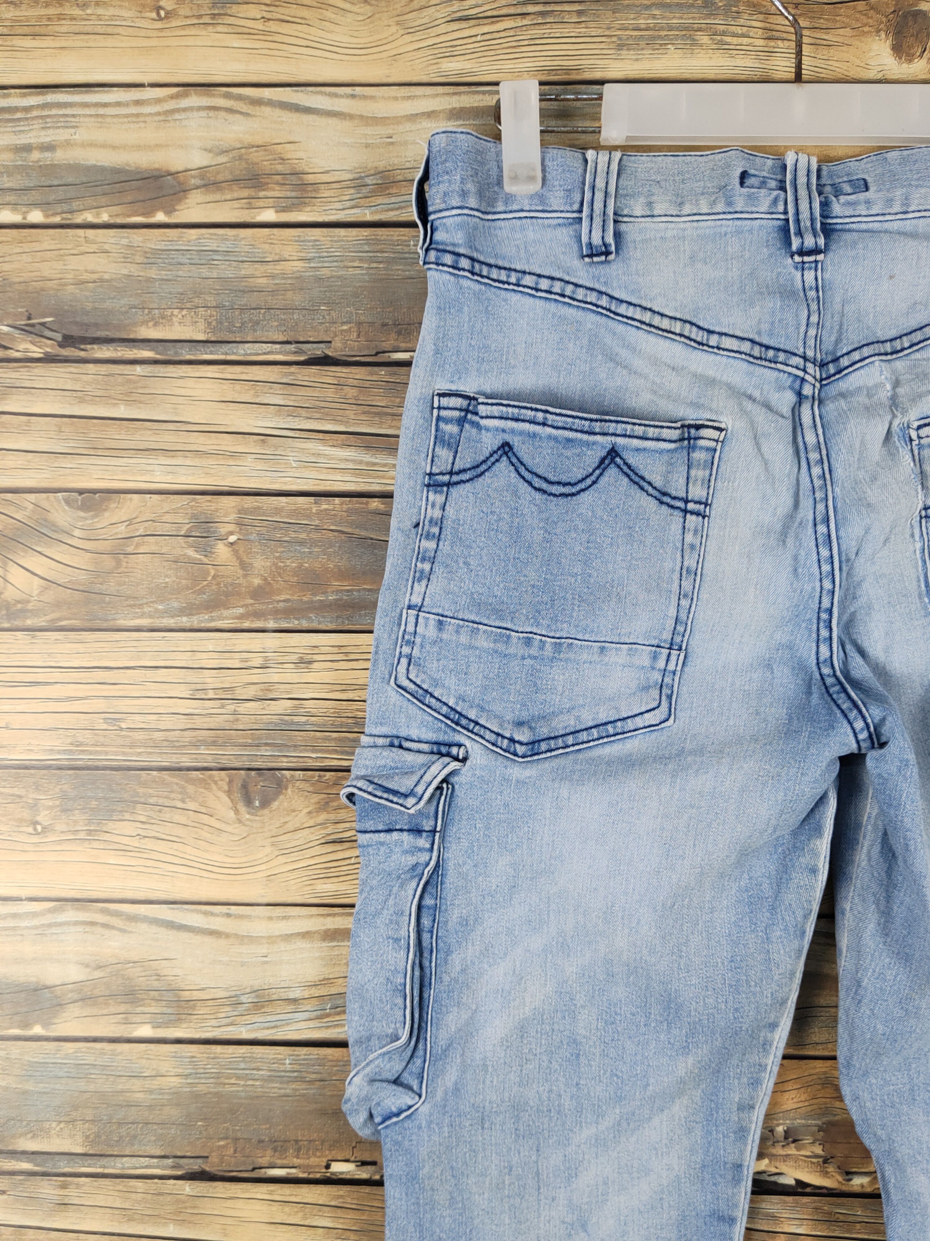 Japanese Brand Blue Monster Clothing Blue Distressed Ripped Jeans #W1495 Size US 31 - 11 Thumbnail