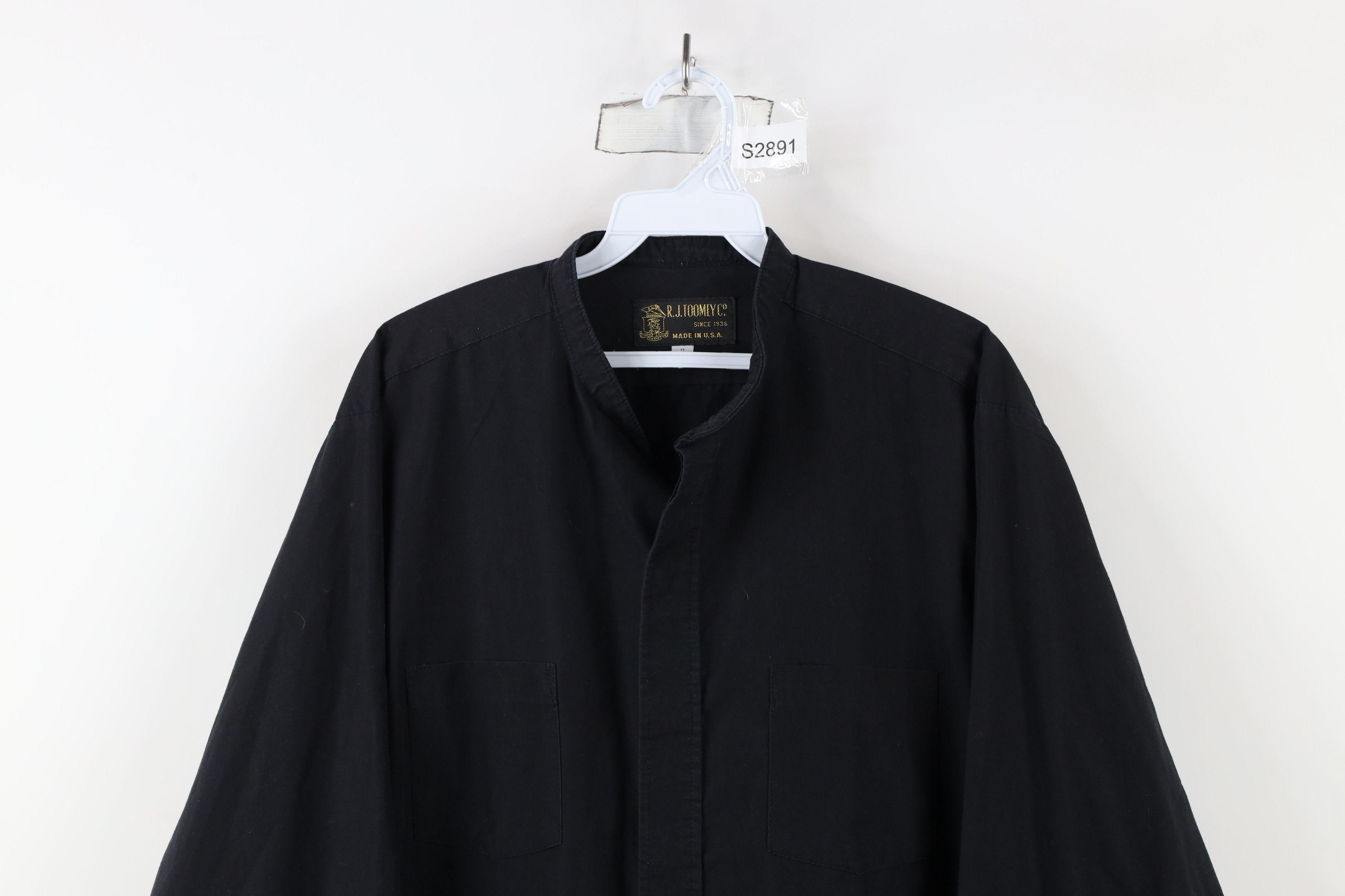 Vintage Vintage 90s Streetwear Clerical Band Collar Button Shirt USA Size US M / EU 48-50 / 2 - 2 Thumbnail