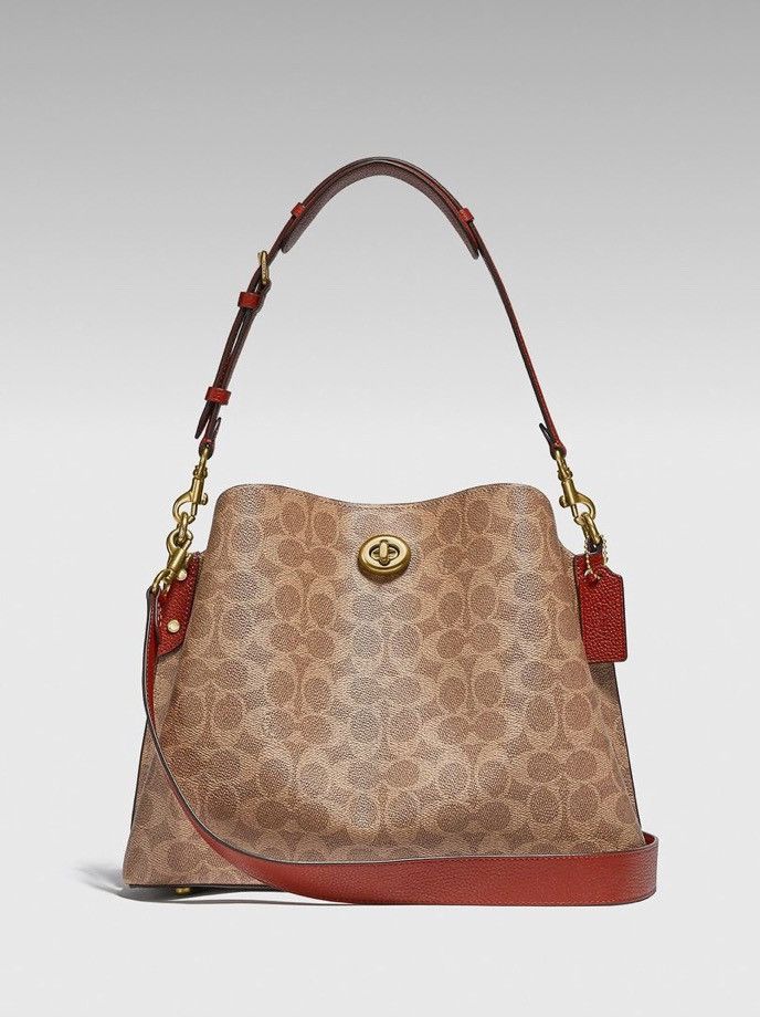 image of Coach Willow Bucket Bag in Khaki Canvas, Women's