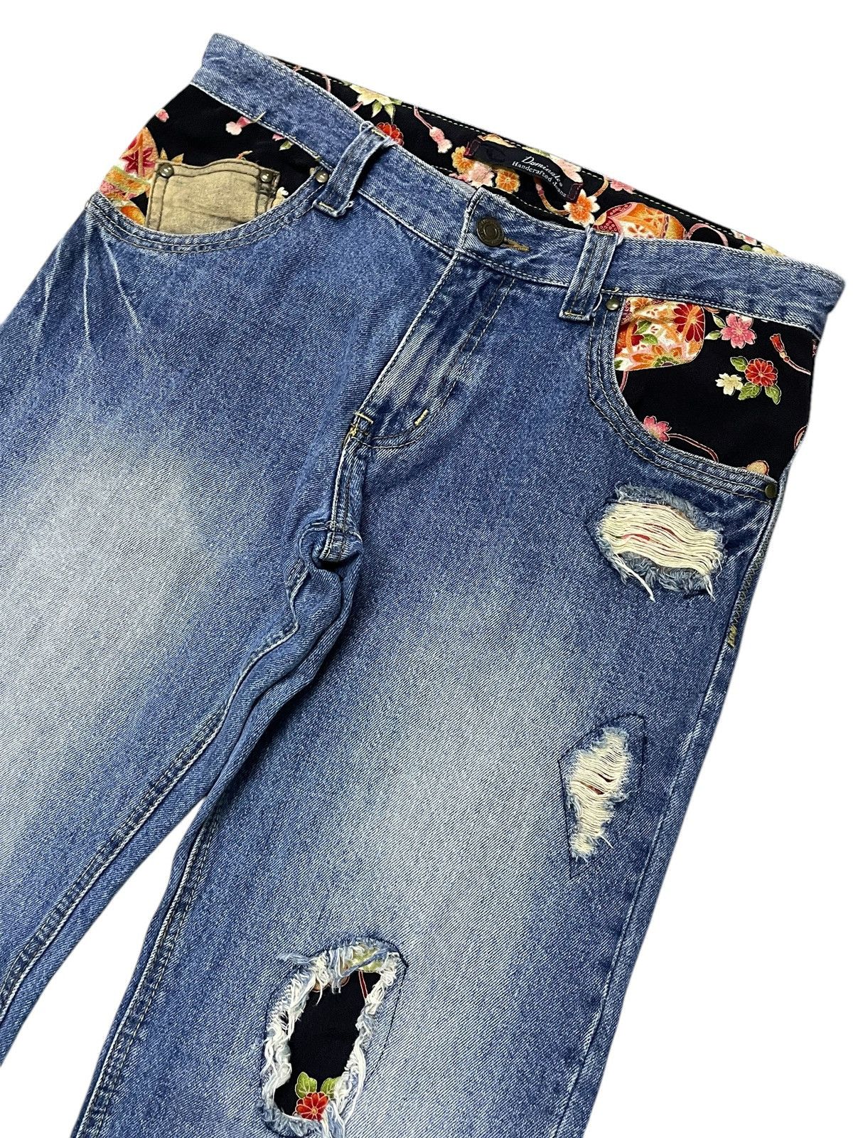 Japanese Brand Dominate Japan Handcrafted Floral Loose Jeans Size US 32 / EU 48 - 3 Thumbnail