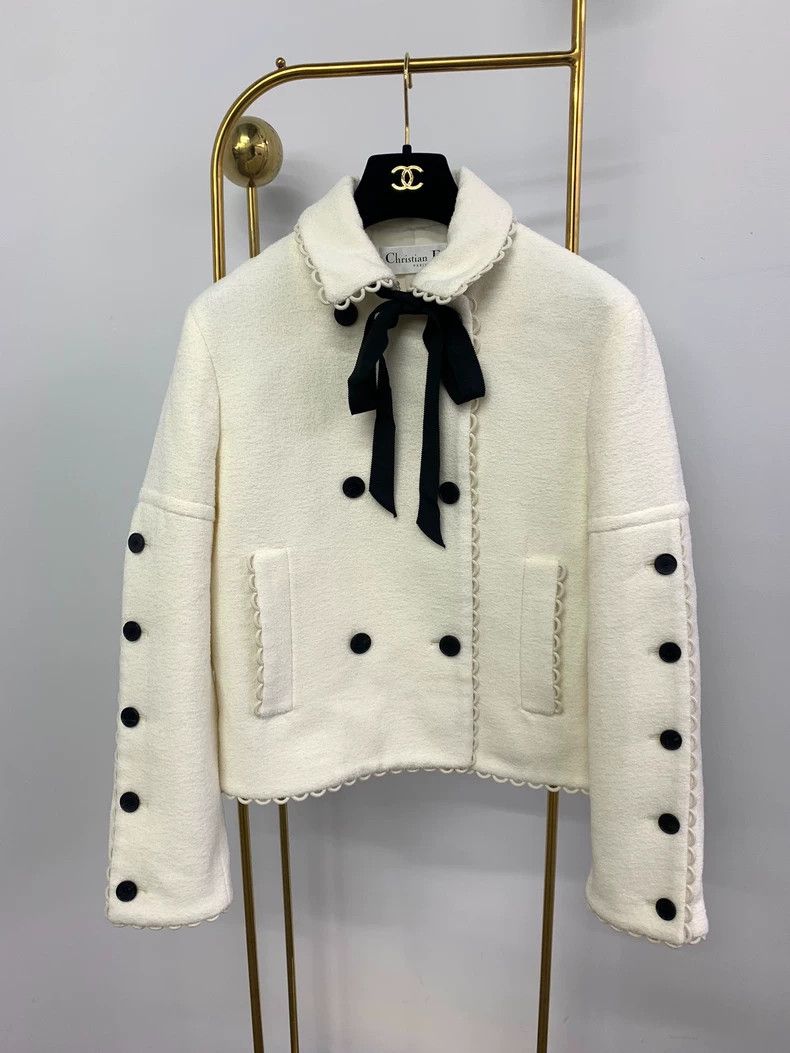 Dior Dior White Wool Blend Bow Jacket - dmc Size US M / EU 48-50 / 2 - 1 Thumbnail