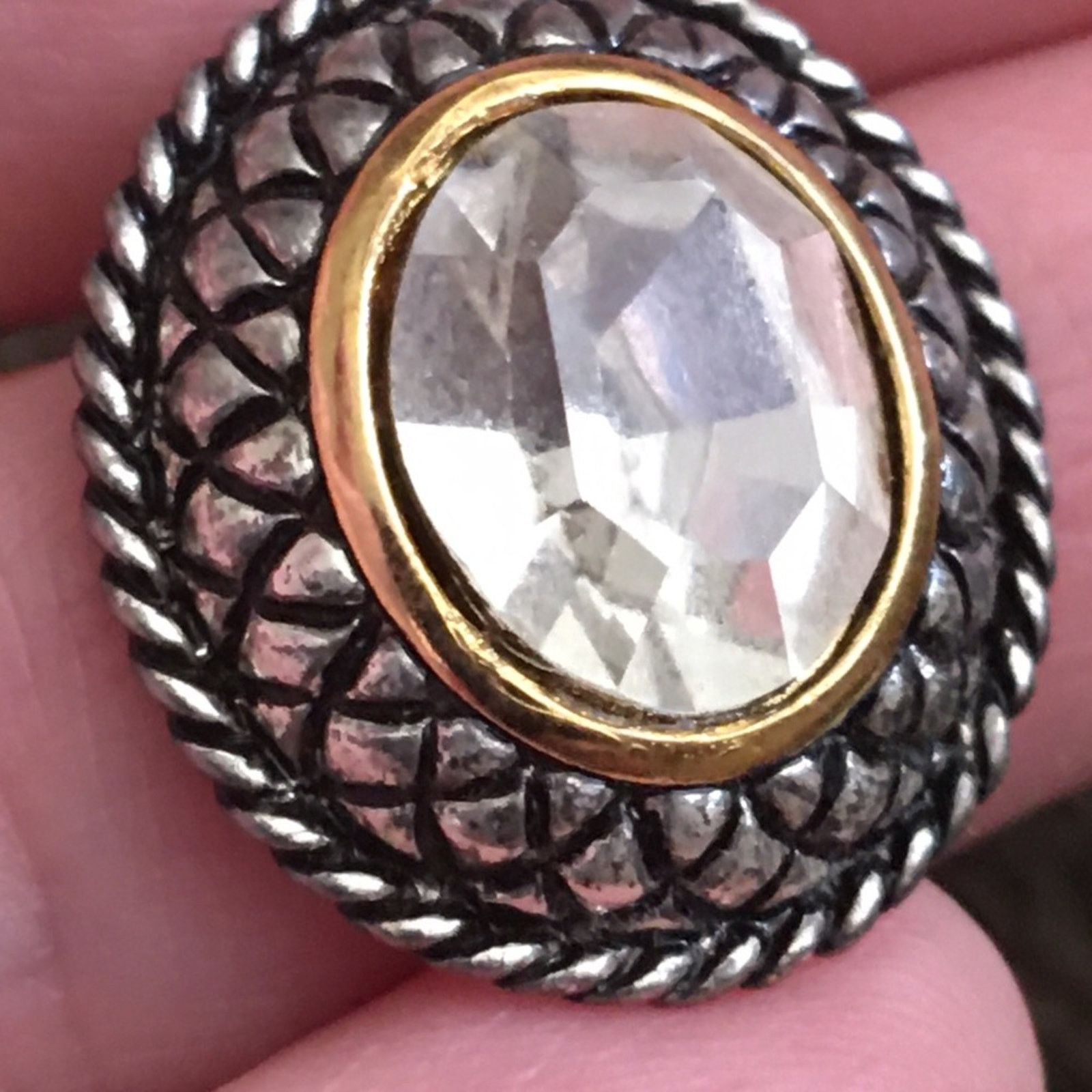 Vintage Vintage two-tone setting glass stone earrings Size ONE SIZE - 3 Thumbnail