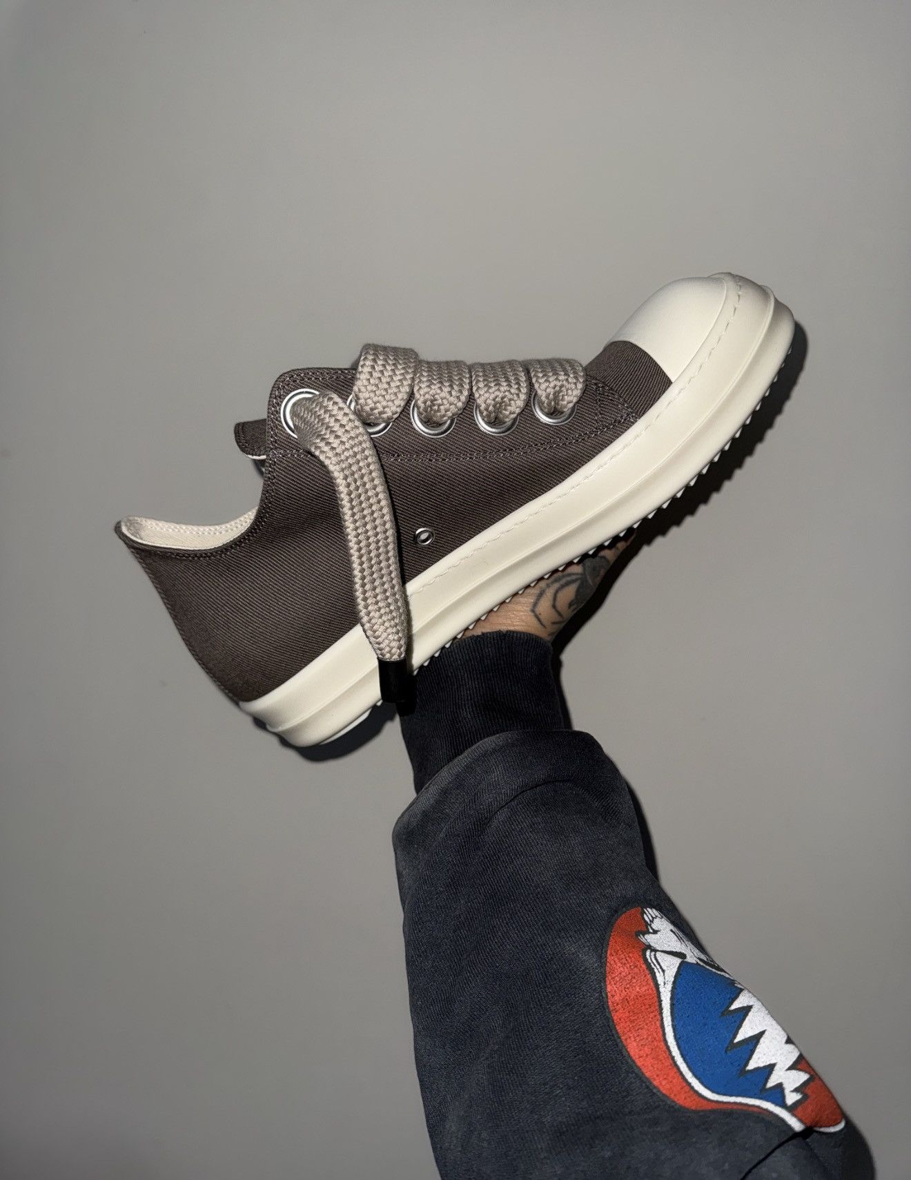 Rick Owens Drkshdw Rick owens 'dust' jumbo lace canvas sneakers Size US 9 / EU 42 - 3 Thumbnail