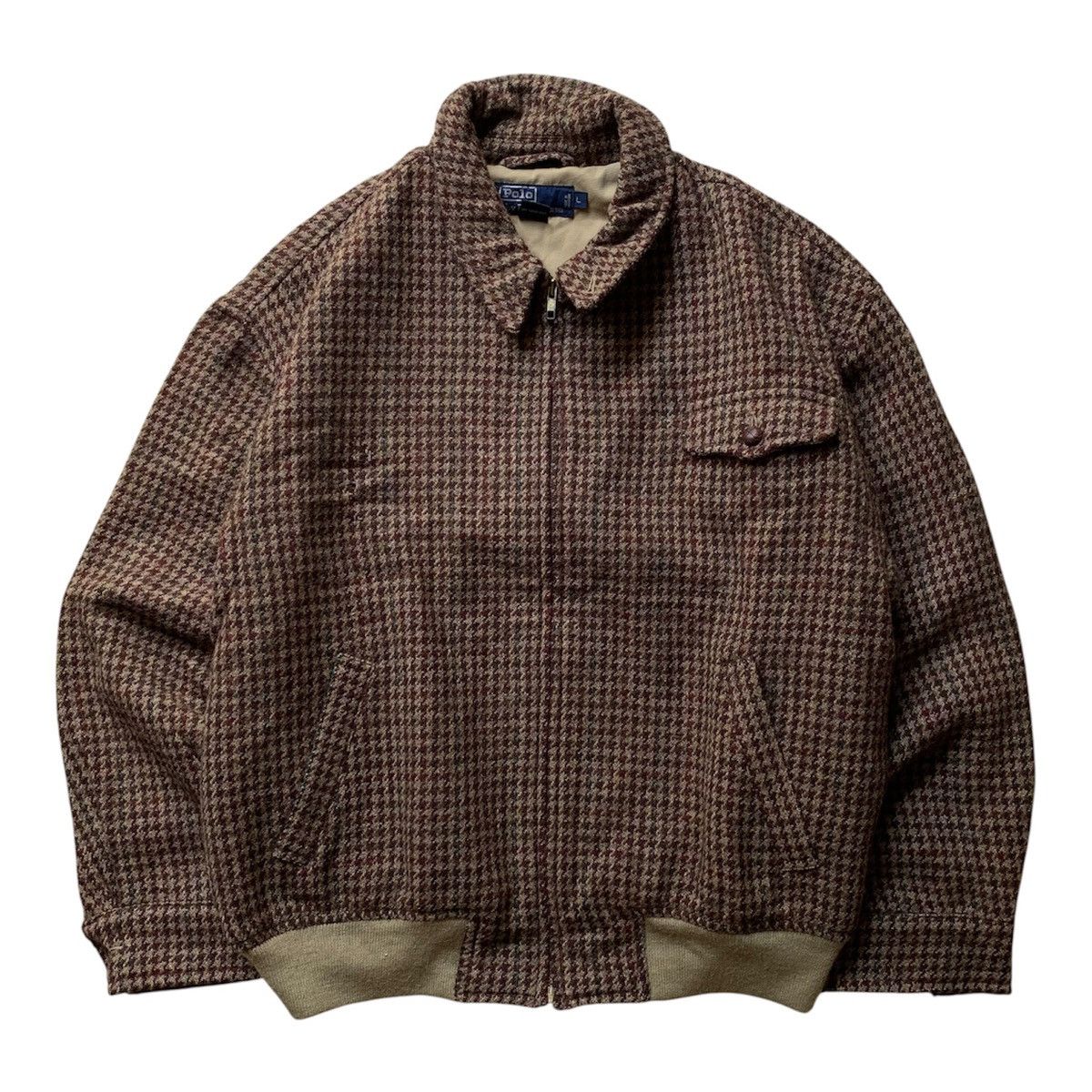 Polo Ralph Lauren Vtg 90s Polo Ralph Lauren Houndstooth Pattern Wool Knited Size US L / EU 52-54 / 3 - 1 Thumbnail