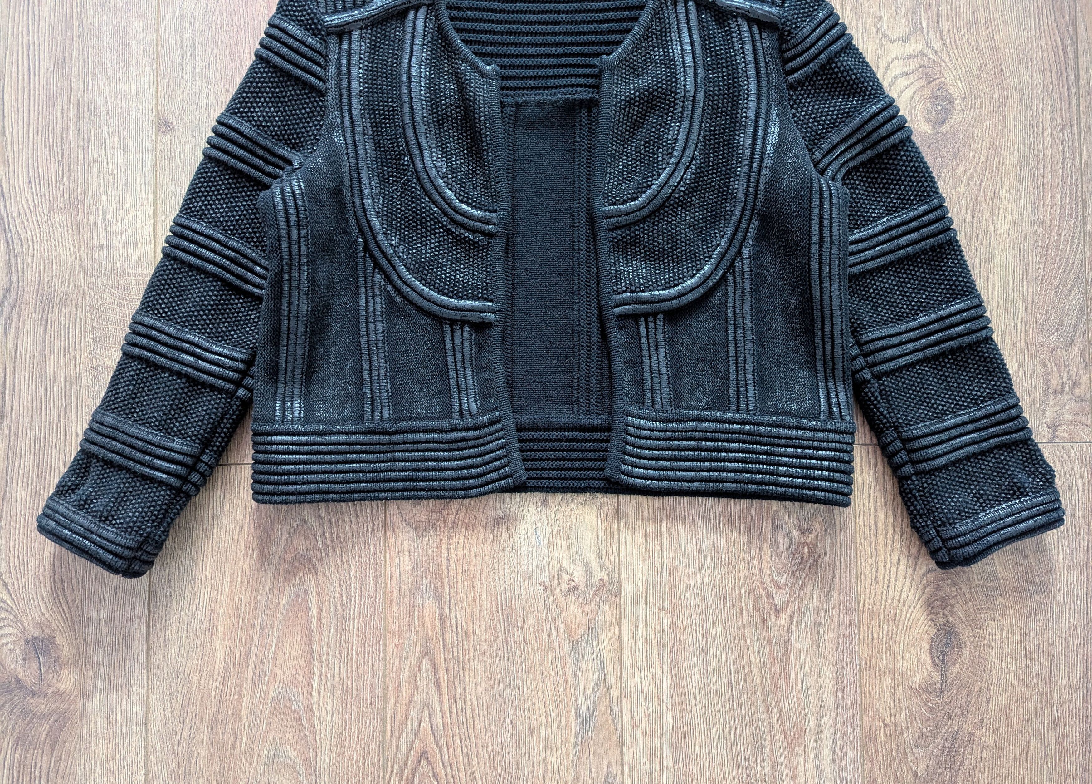 Isabel Marant ISABEL MARANT Black Textured Coated Cotton Knit Cardigan Size M / US 6-8 / IT 42-44 - 24 Thumbnail