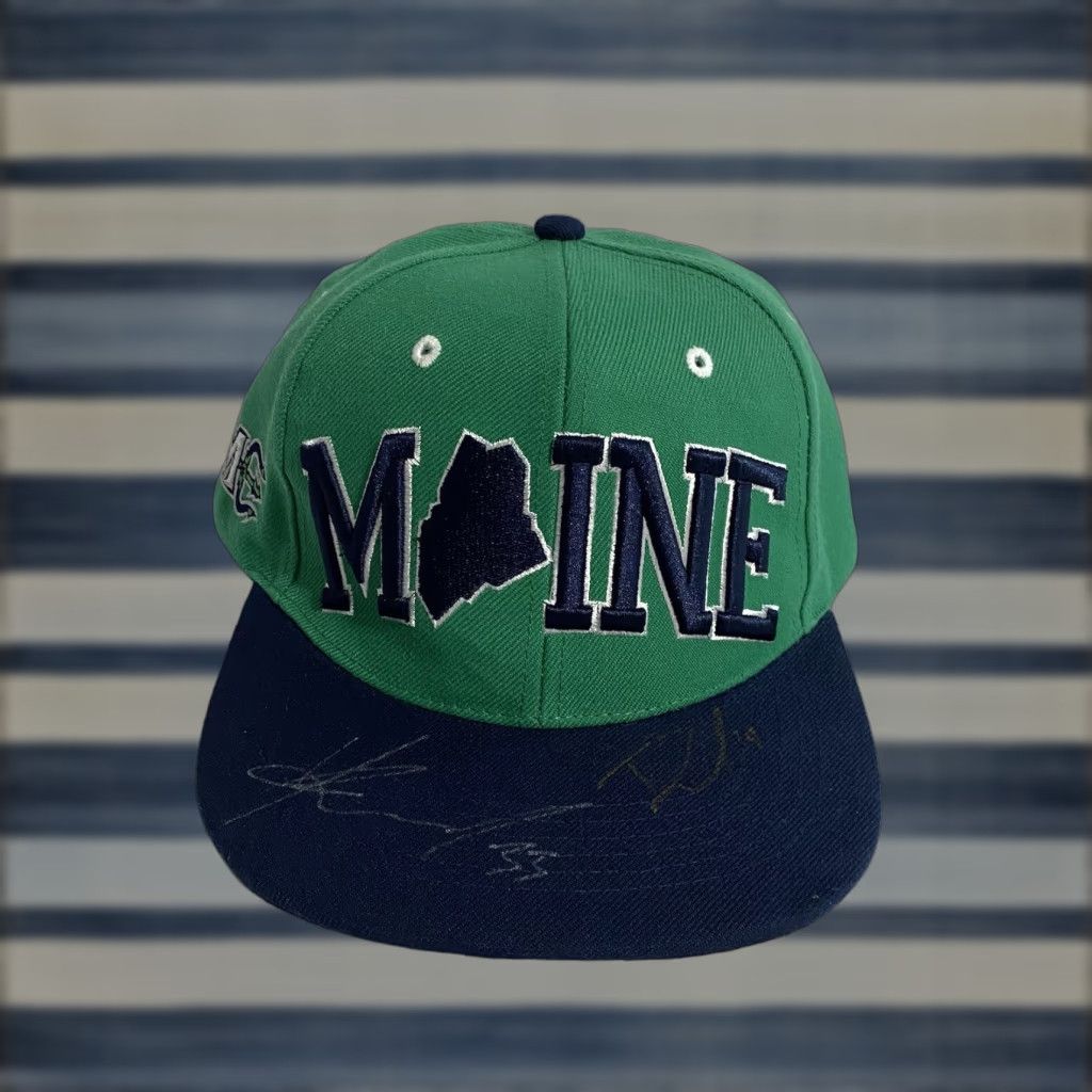 New Era Maine Mariners Hat Autographed Signed Blue Green Echl Bimmridder Baseball Cap 7 3/4 New Era Men Blue Mariners 90s Size ONE SIZE - 1 Thumbnail