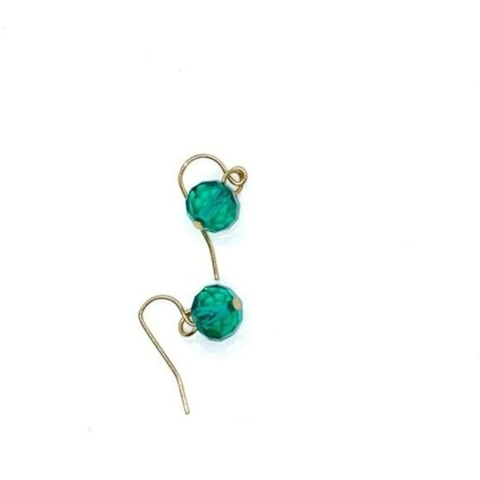 Handmade Turquoise Clear Bead Gold-Tone Dangle Earrings Size ONE SIZE - 5 Thumbnail
