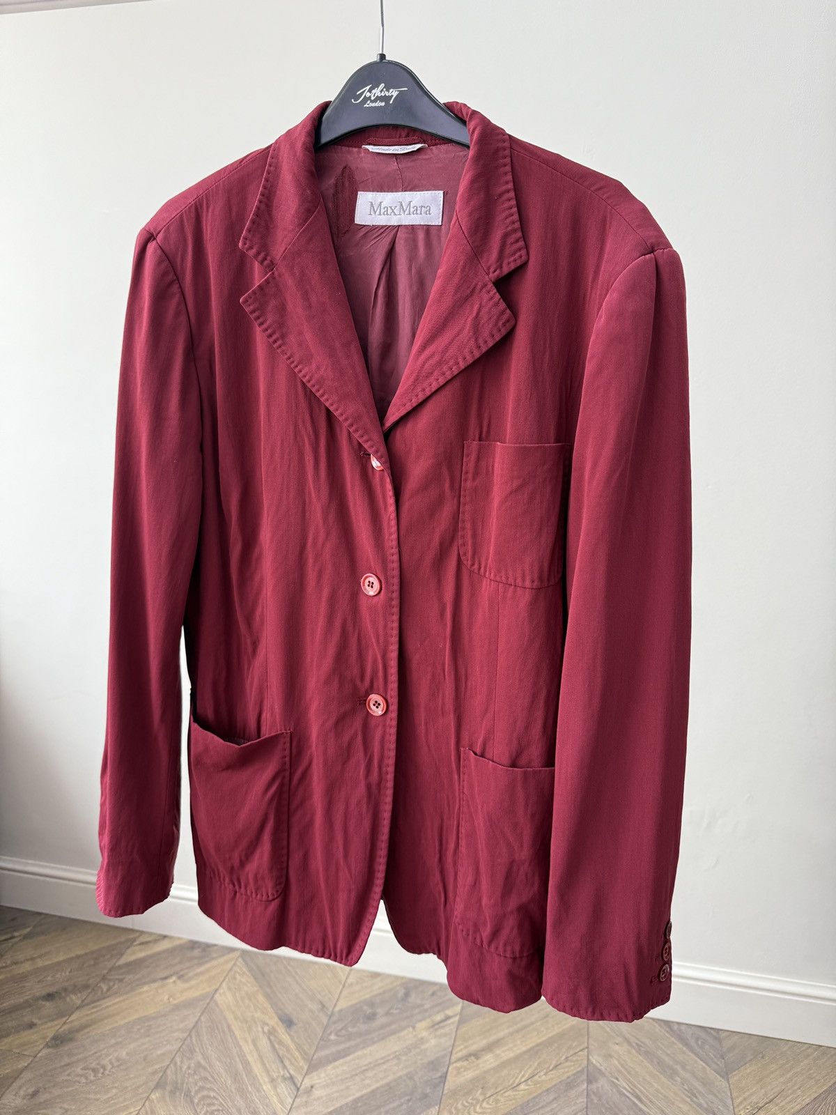 Max Mara Max Mara Women’s Burgundy Blazer Jacket Vintage 3 Button Size M / US 6-8 / IT 42-44 - 3 Thumbnail