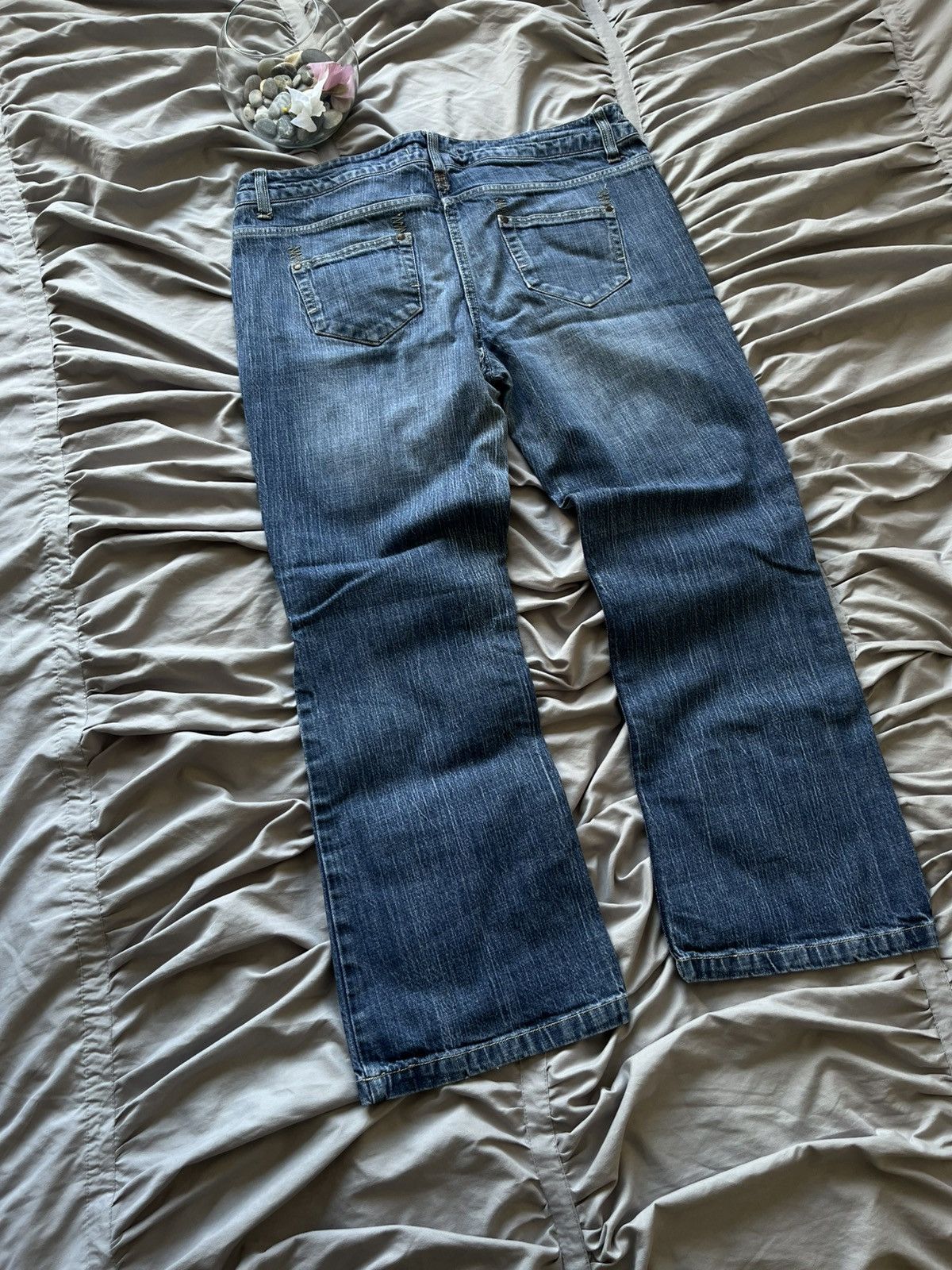 Japanese Brand Vintage Baggy Mud Washed Jeans Faded Denim Flared Wide Japan Size US 34 / EU 50 - 8 Thumbnail