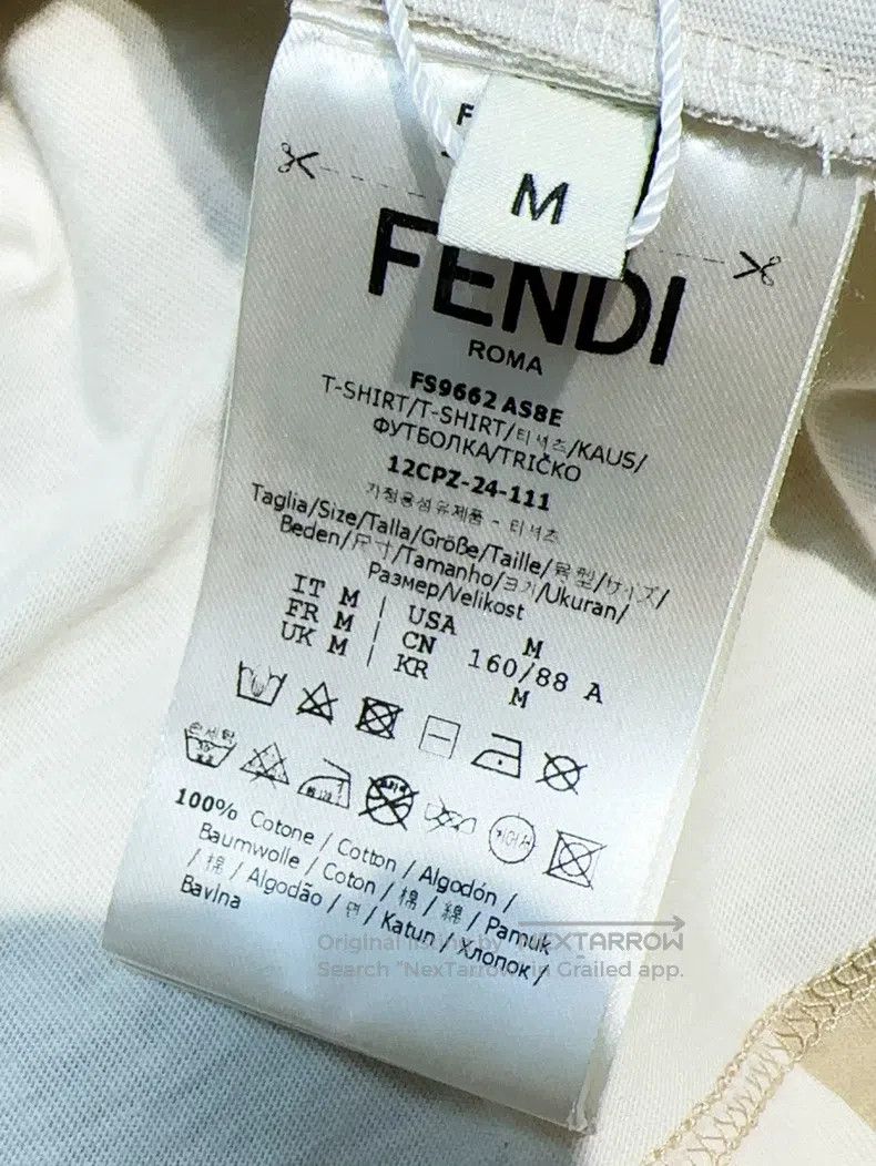 Fendi Fendi Off-white M Size Striped Short Sleeve T-Shirt Size M / US 6-8 / IT 42-44 - 4 Thumbnail