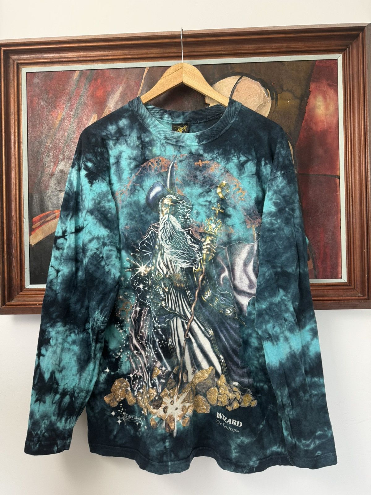 Vintage 90s Wizard Print Churinga Australia Tie Dye Magic