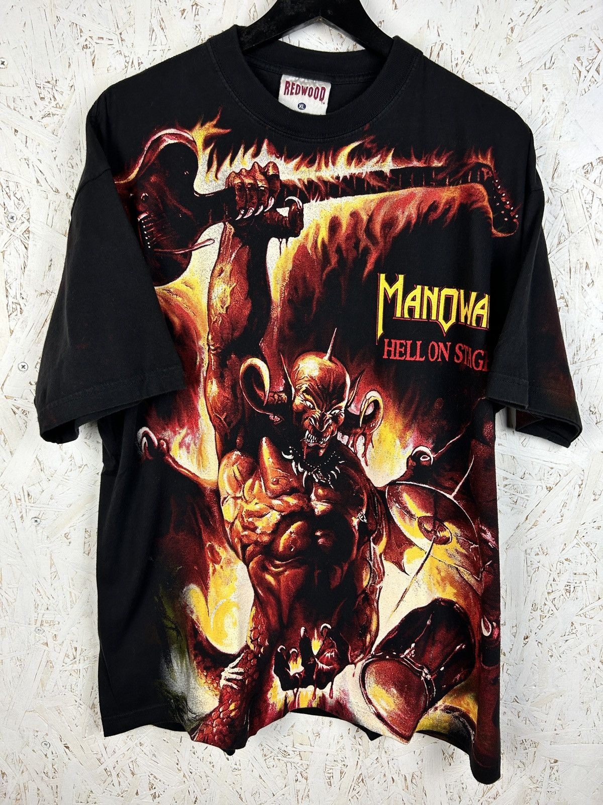 Band Tees 90s Manowar Hell On Stage 1998 AOP Metal T-Shirt XL Size US XL / EU 56 / 4 - 1 Thumbnail