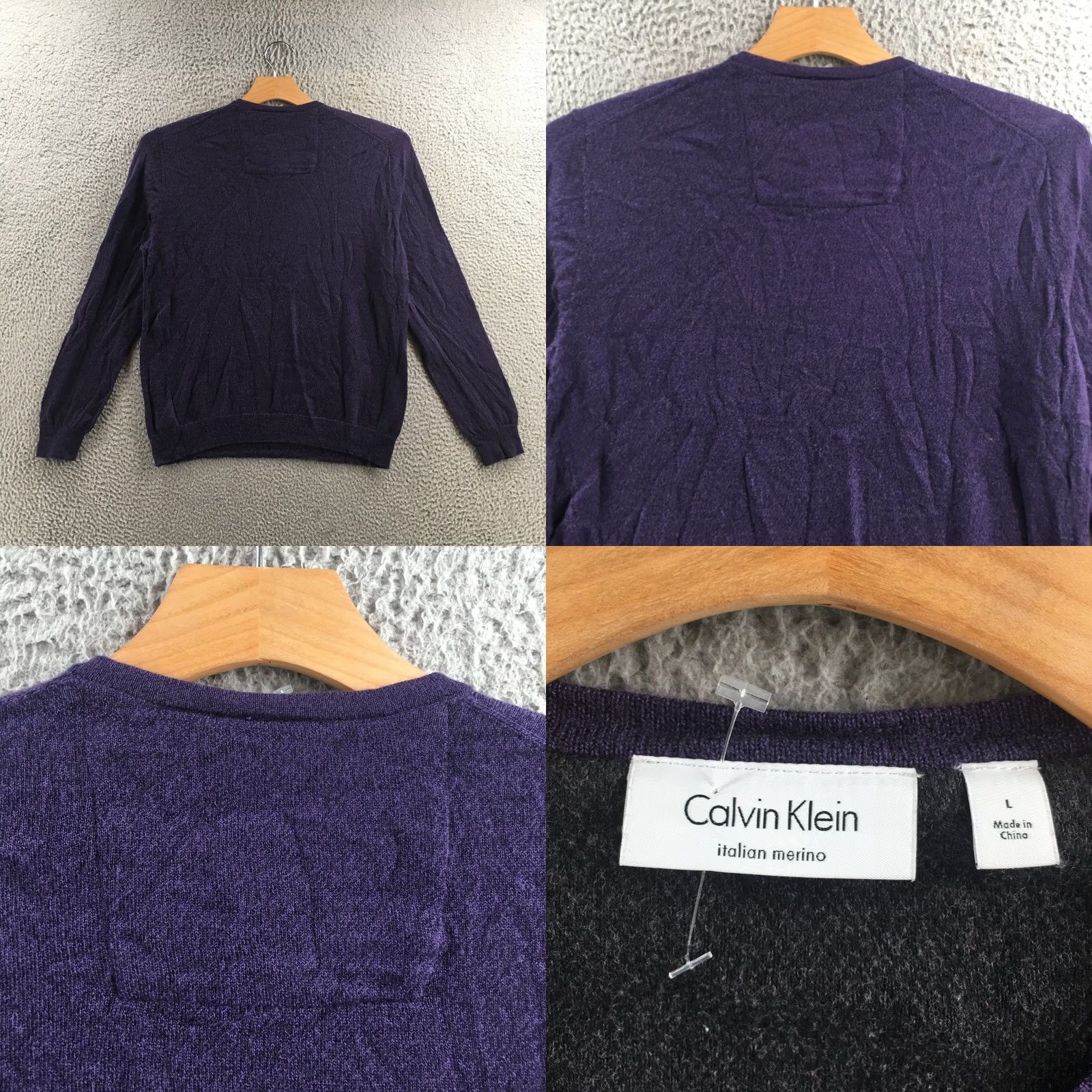 Calvin Klein Calvin Klein Sweater Womens 8 Purple Merino Wool Long Sleeve V-Neck Pullover Knit Casual Fall Winter Size M / US 6-8 / IT 42-44 - 8 Thumbnail