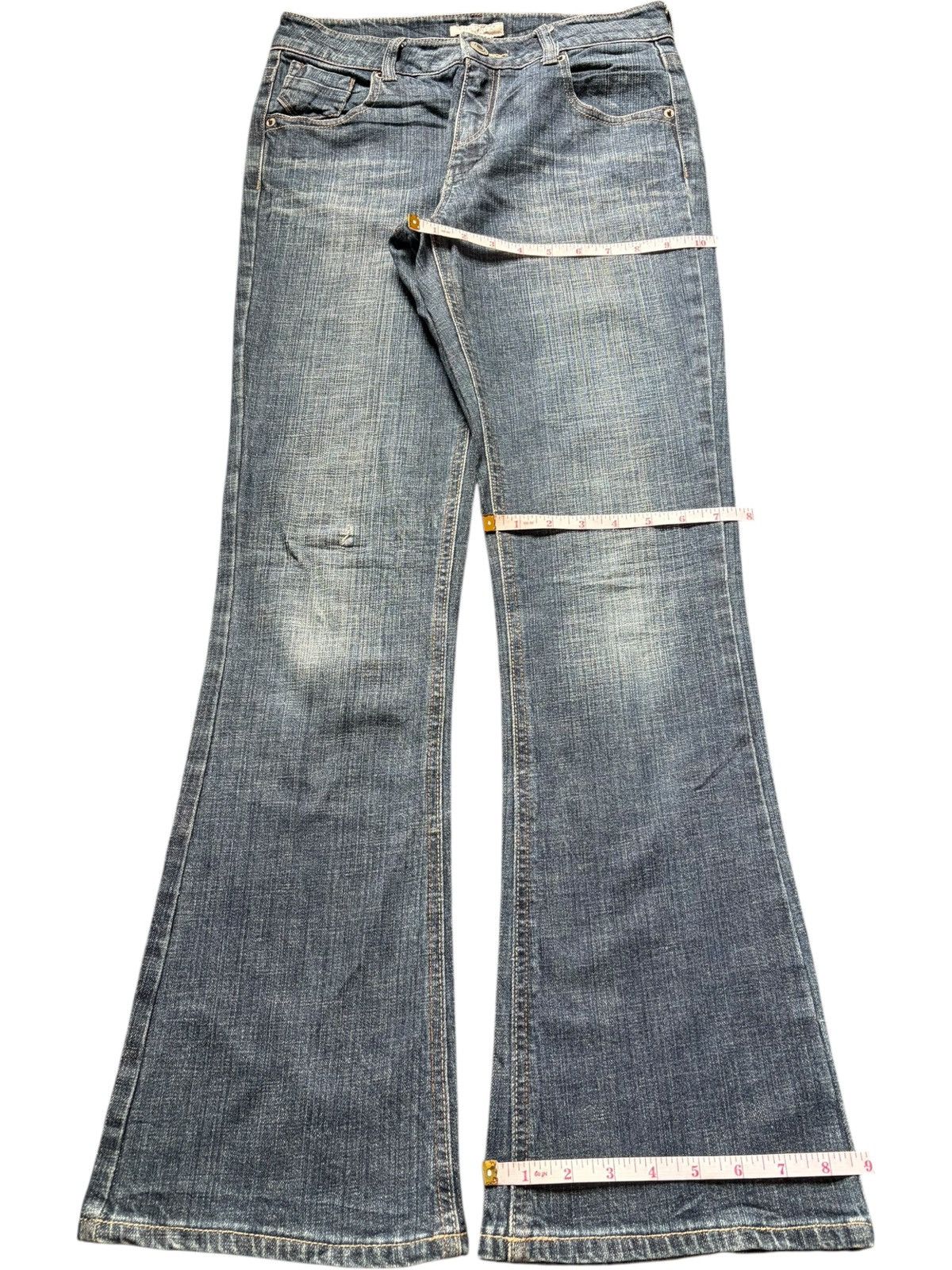 Diesel Vintage Japanese Brand Blue Wash Distress Flare Jeans Size 29" - 8 Thumbnail