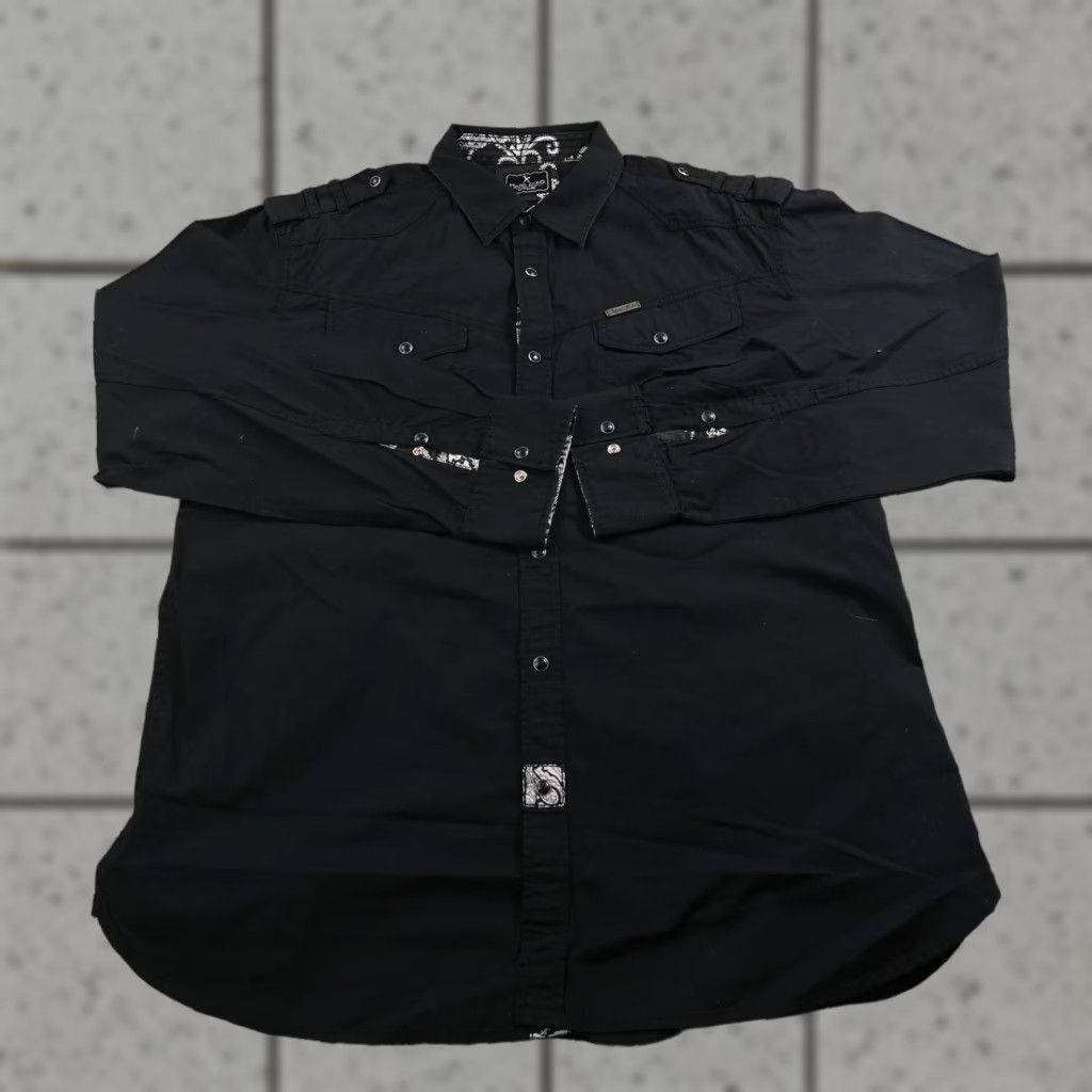 Vintage Marc Ecko Shirt Mens XL Black Western Pearl Snap Button Up Military Utility Y2K Size US XL / EU 56 / 4 - 1 Thumbnail