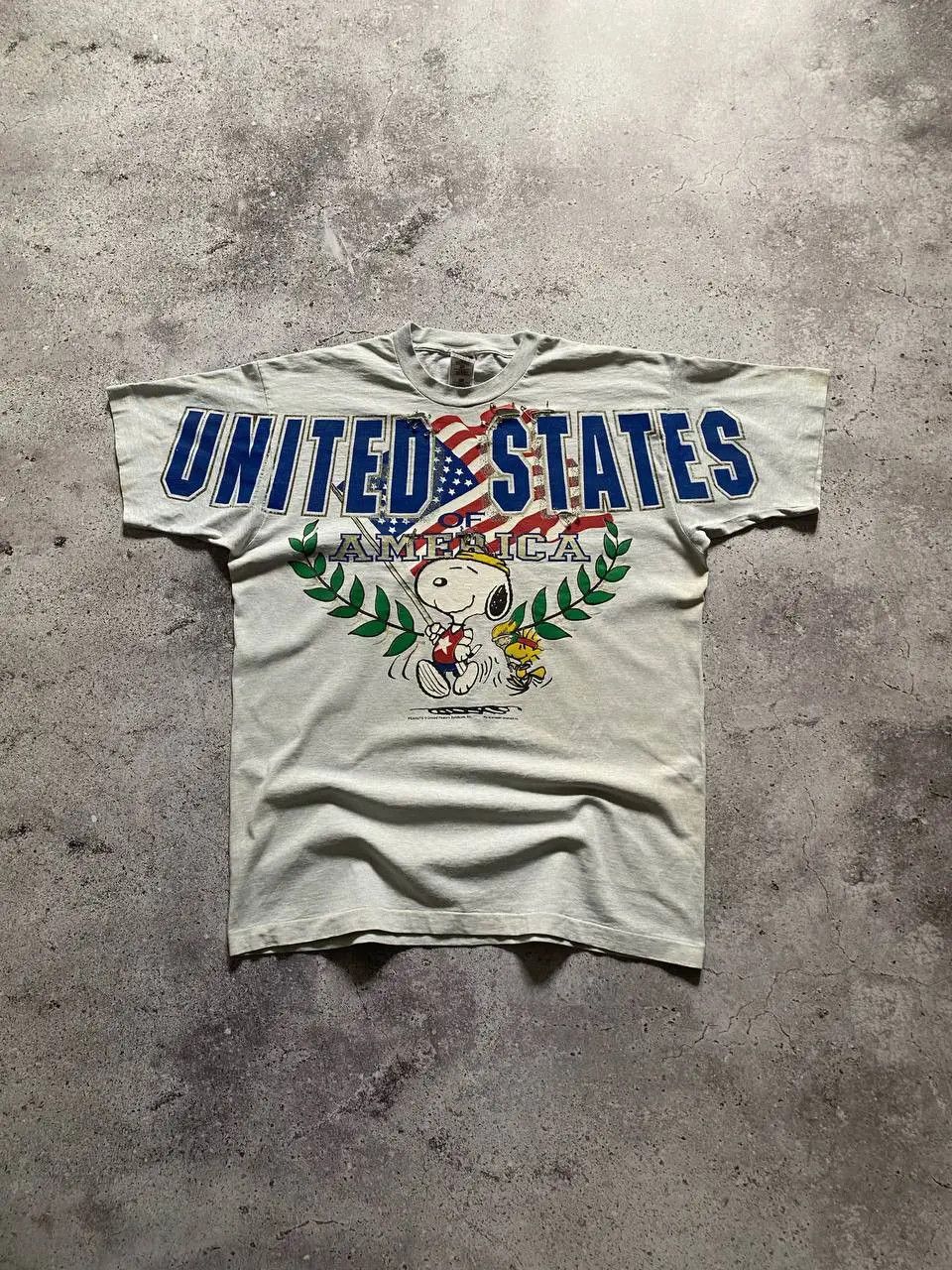 Cartoon Network VINTAGE 90s PEANUTS SNOOPY USA DISTRESSED CARTOON T SHIRT Size US XL / EU 56 / 4 - 2 Thumbnail