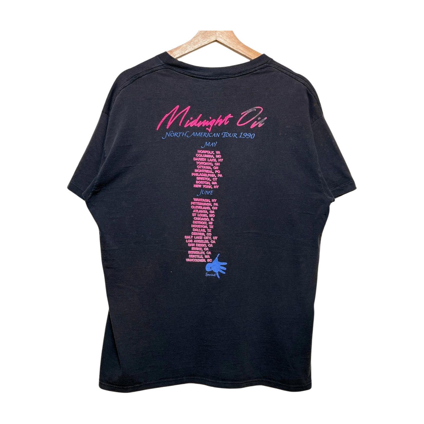 Vintage 1990 Midnight Oil T-shirt L North American Tour Rock