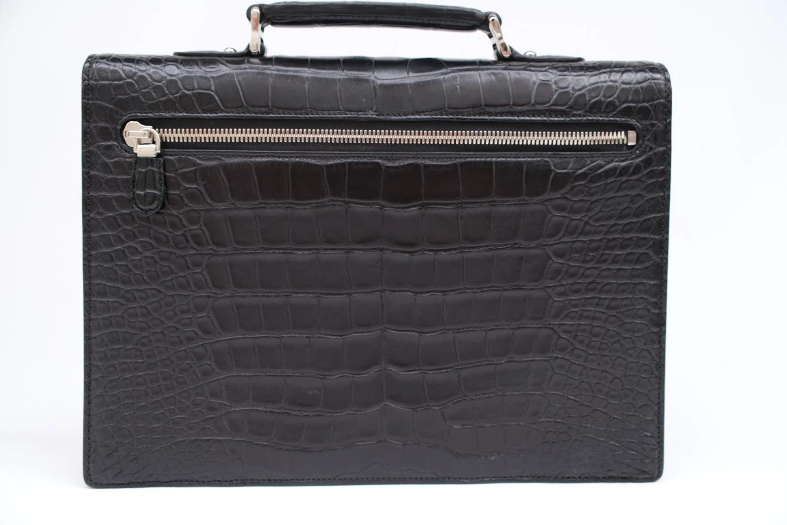 Santoni RARE Santoni Black Exotic Crocodile Alligator Briefcase Bag Size ONE SIZE - 4 Thumbnail