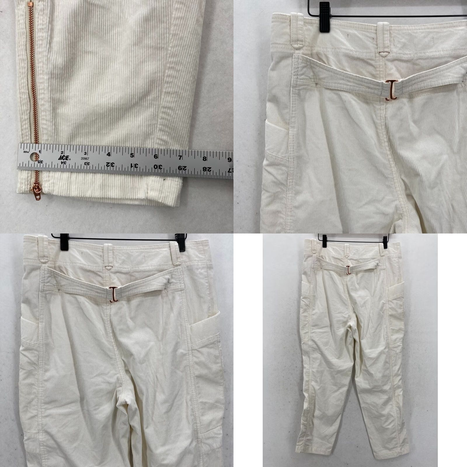 Vintage Anthropologie Pilcro Corduroy Cargo Pants Women's 31 White Stretch Ankle Zip Size 24" / US 00 / IT 34 - 9 Thumbnail