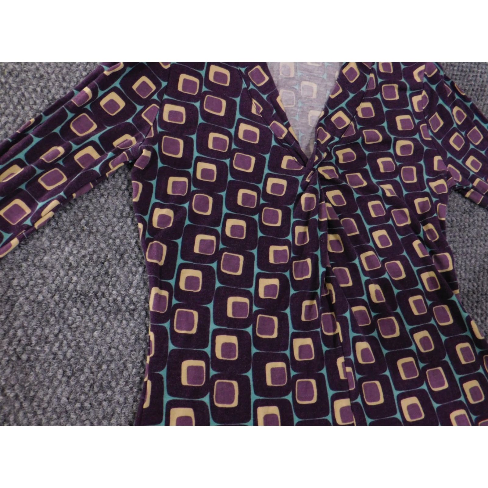 Boden Boden Dress Womens US 6 Purple Geometric Retro Mod Print Long Sleeve Lyocell Size M / US 6-8 / IT 42-44 - 6 Thumbnail