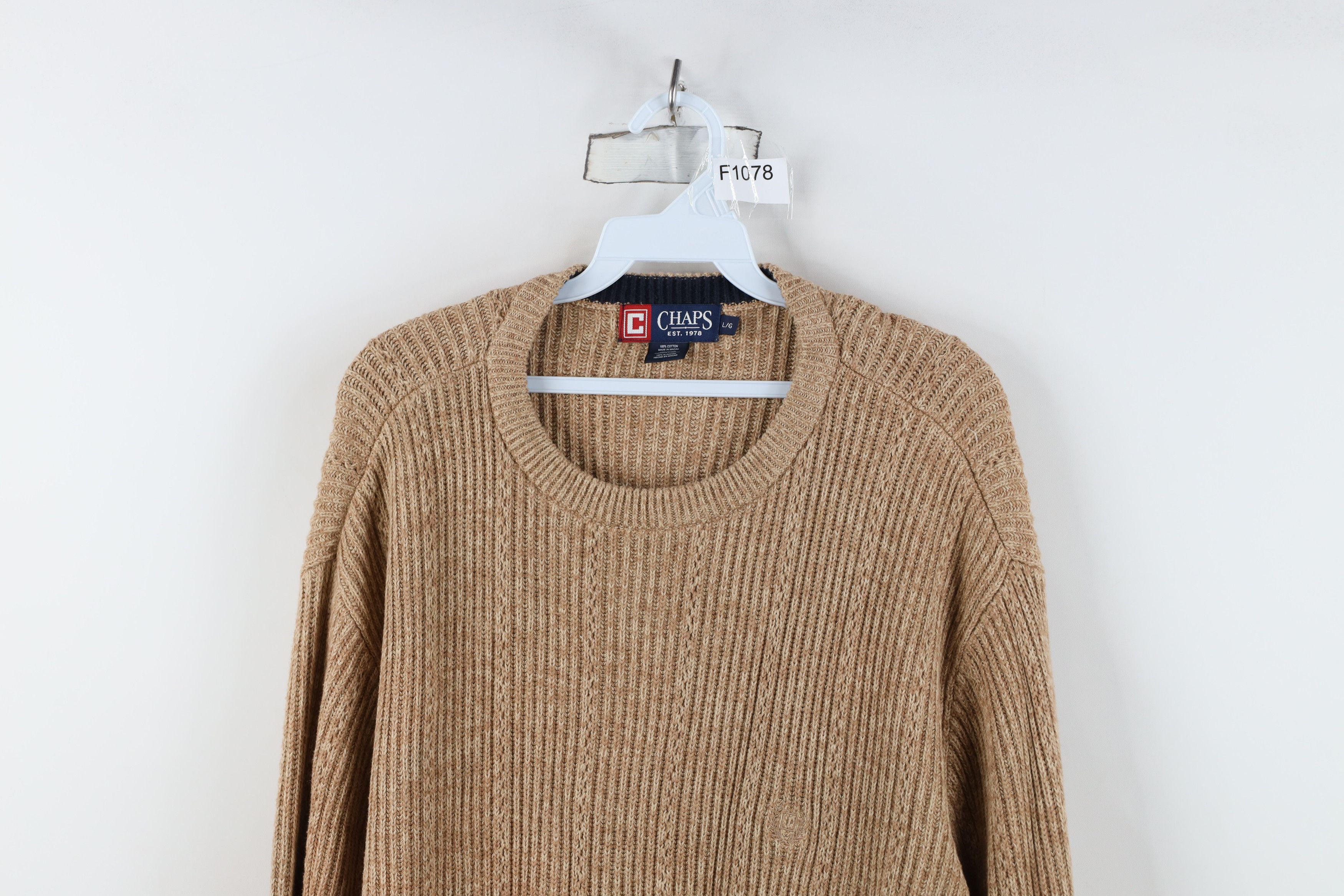 Chaps Vintage Chaps Cotton Ribbed Knit Crewneck Sweater Beige Size US L / EU 52-54 / 3 - 2 Thumbnail