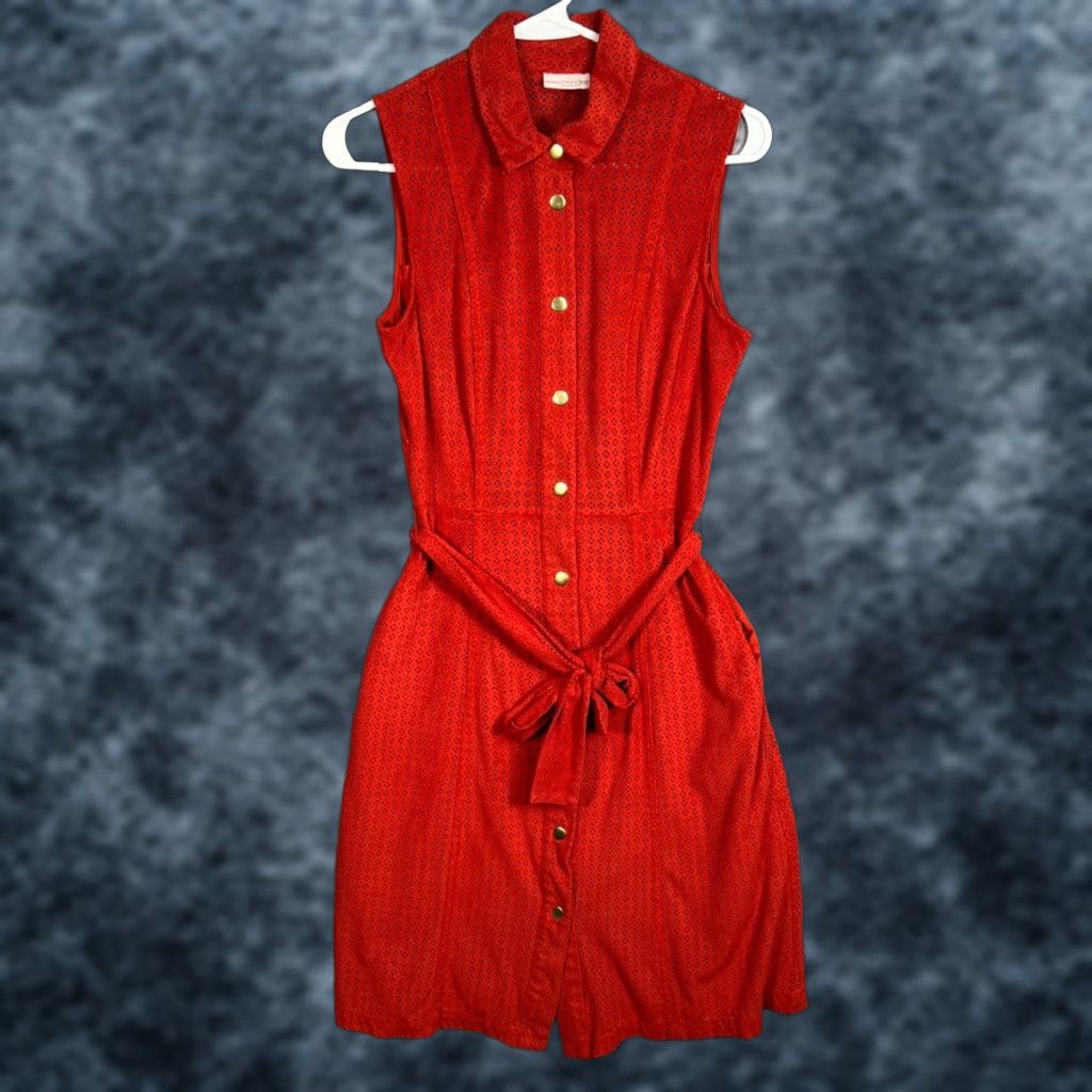 Vintage Eva Mendes Red Eyelet Dress Sleeveless Size XS Womens Size XS / US 0-2 / IT 36-38 - 1 Thumbnail