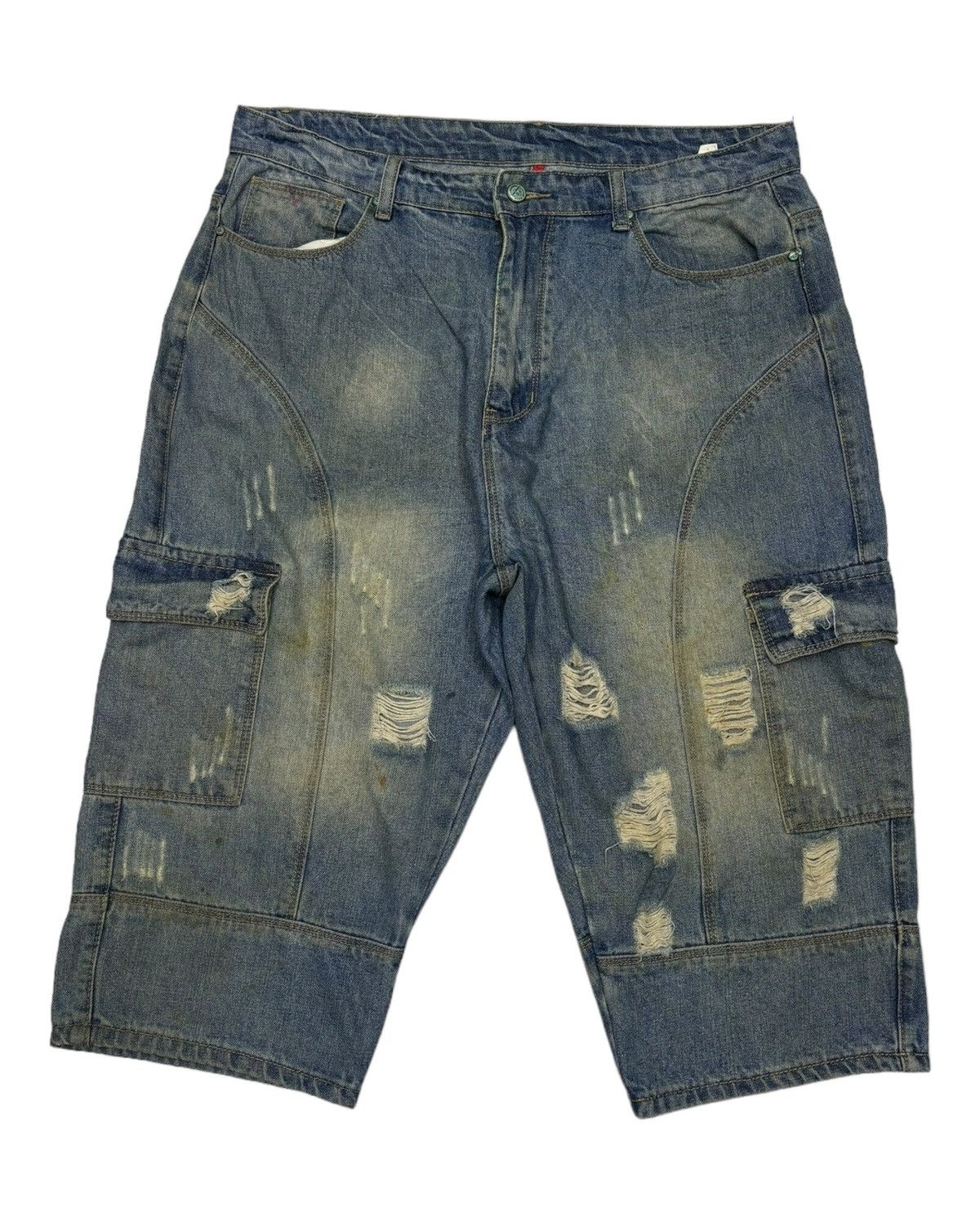 Japanese Brand RARE🔥PROPERTY OF CATEN BROS JORTS DISTRESS JNCO STYLE Size US 36 / EU 52 - 1 Thumbnail