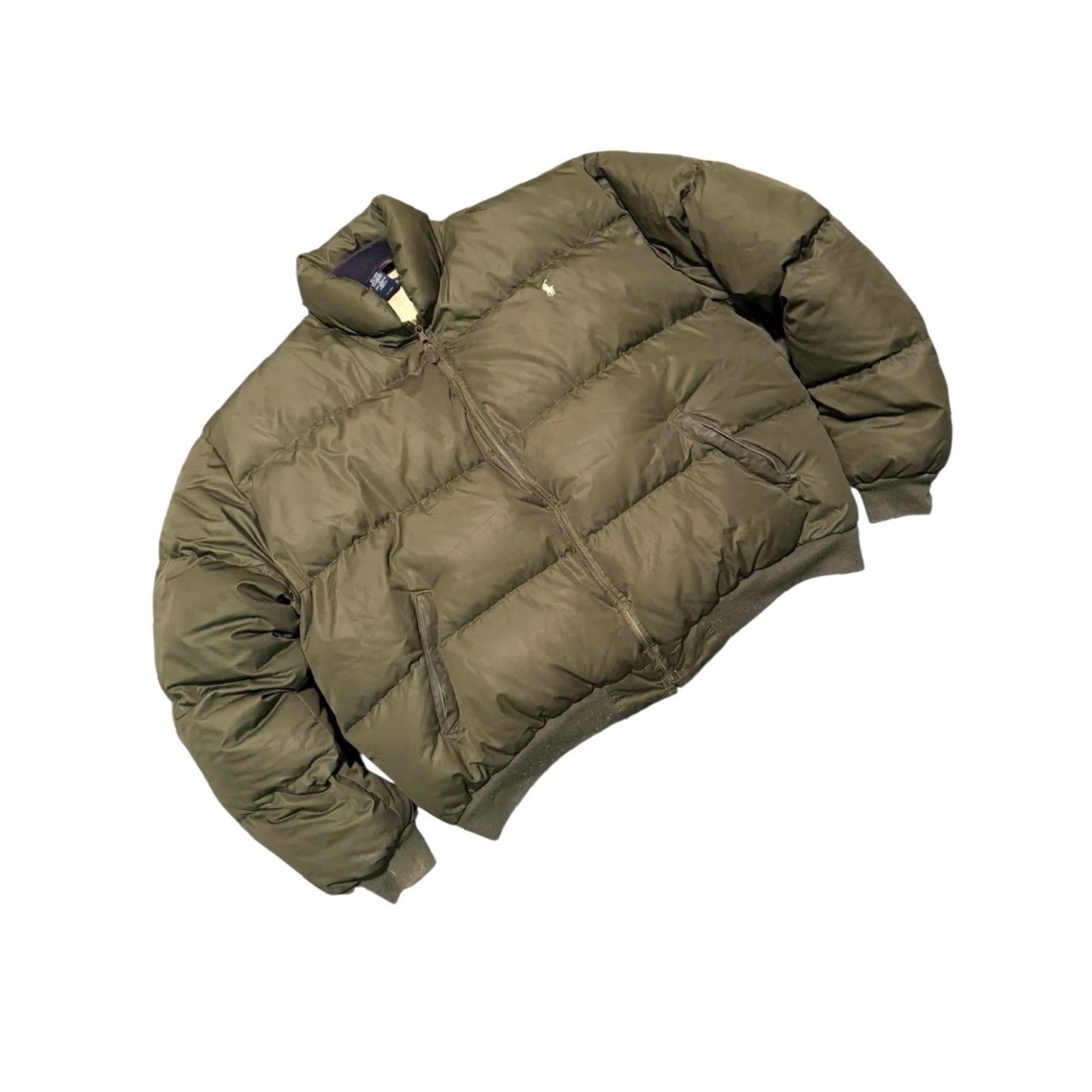Ralph Lauren VTG 90s Polo Ralph Lauren Down Puffer Bomber Jacket XL Olive Green Men Regular Warm Outer Shell Zip Size US XL / EU 56 / 4 - 3 Thumbnail