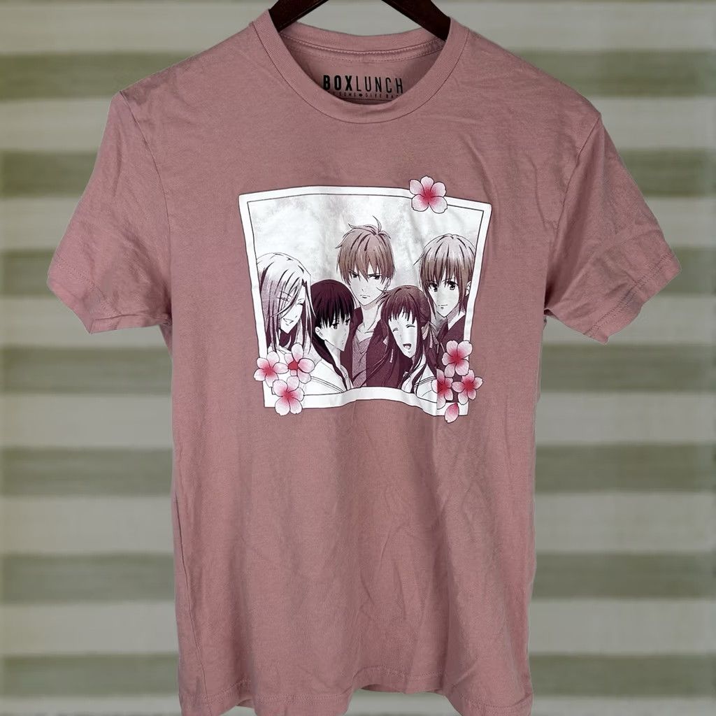 Asket Box Lunch Fruits Basket Anime Shirt Graphic Tee Adult Size S 100% Cotton Pink Womens Short Sleeve Round Neck T-Shirt Size S / US 4 / IT 40 - 1 Thumbnail