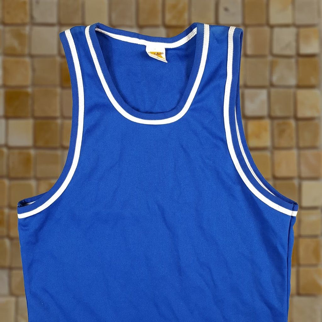 Russell Athletic VINTAGE Russell Basketball Jersey Mens XS Sleeveless T-Shirt Blue Embroidered Logo 80s 90s Retro Vintage Shirt Size US XS / EU 42 / 0 - 1 Thumbnail