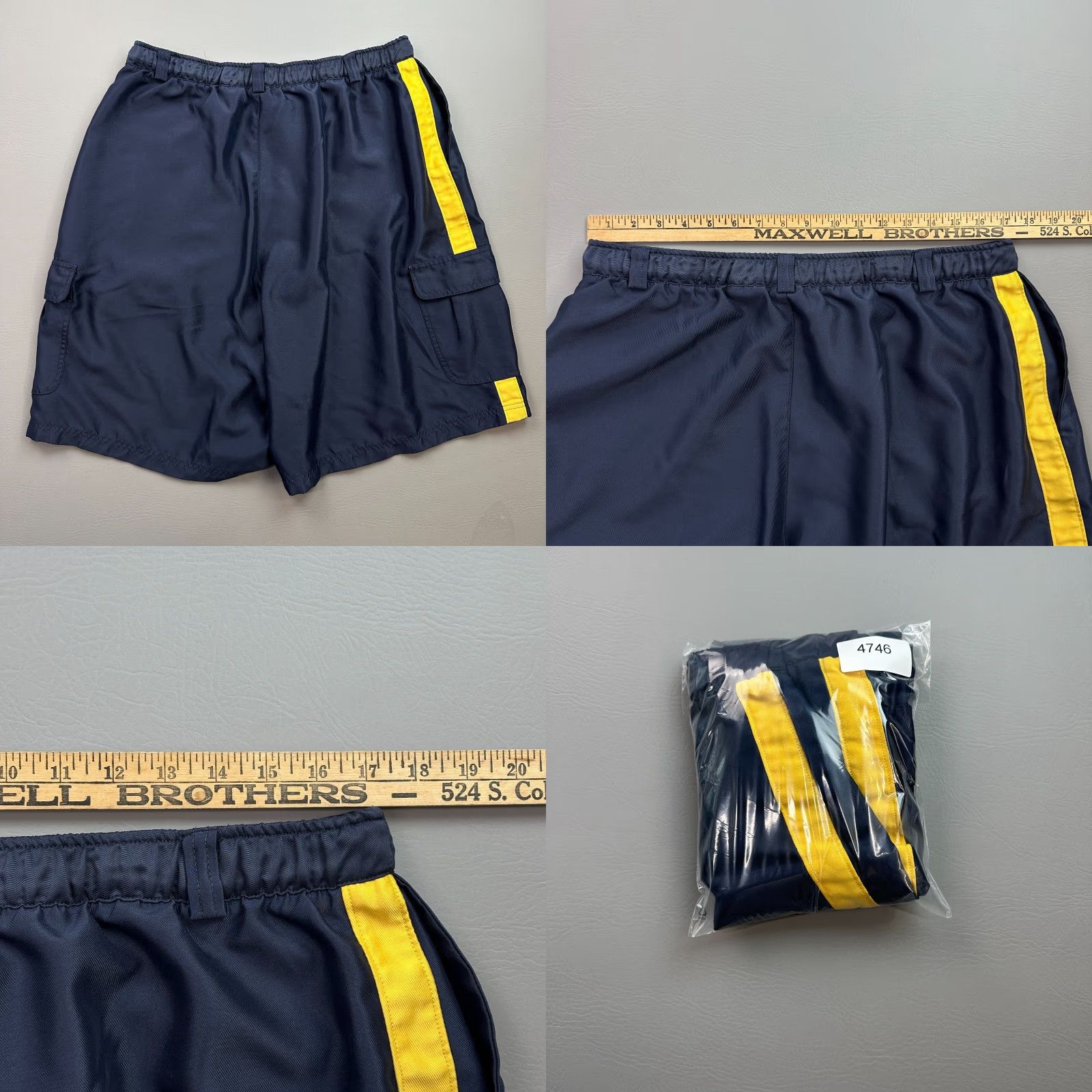 Nike VINTAGE Nike Shorts Mens 2XL Blue Yellow Cargo Elastic Waist Training Y2K Size US 39 - 8 Thumbnail