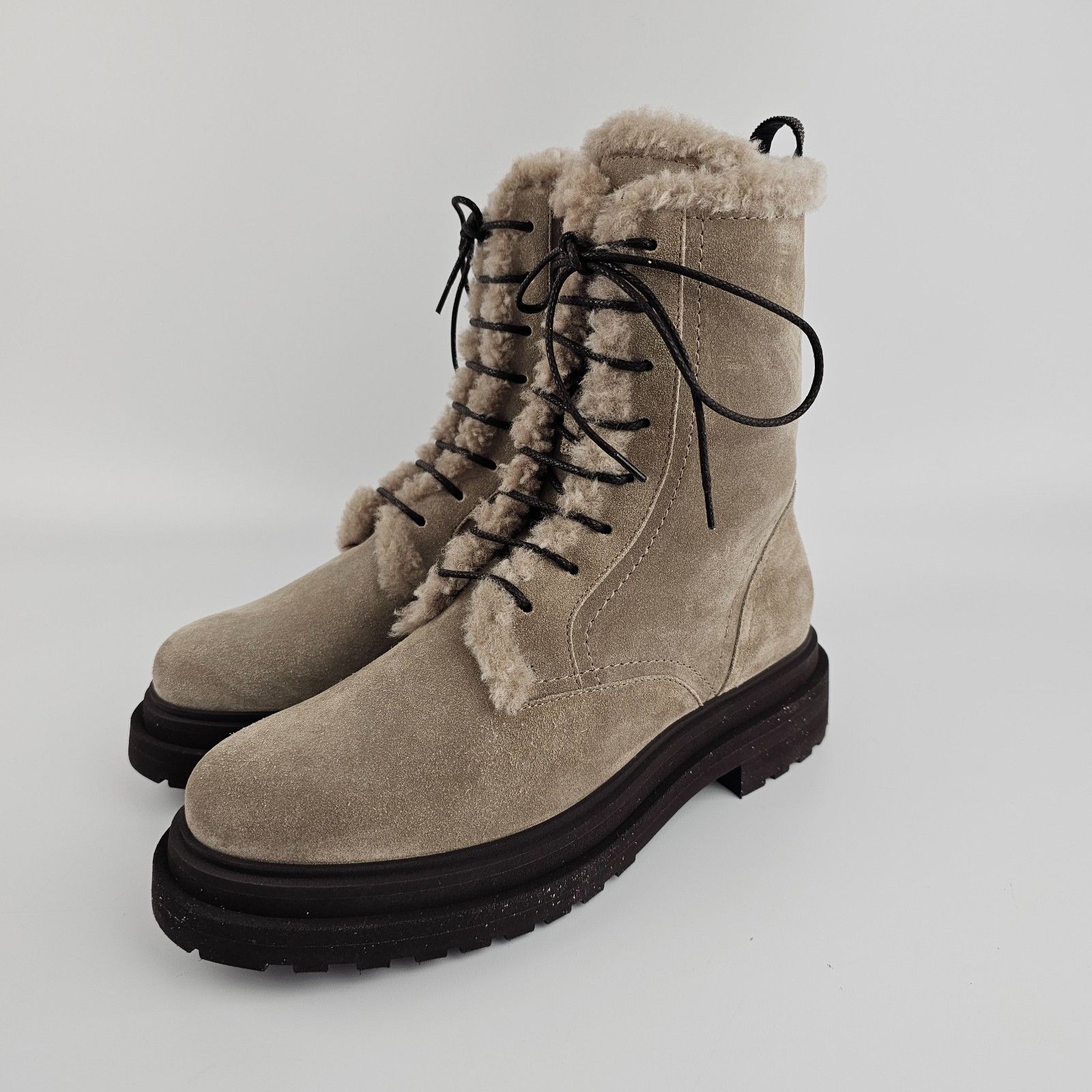 Brunello Cucinelli BRUNELLO CUCINELLI Monile Gray Suede Combat Boots New & Auth Size US 9 / IT 39 - 1 Thumbnail
