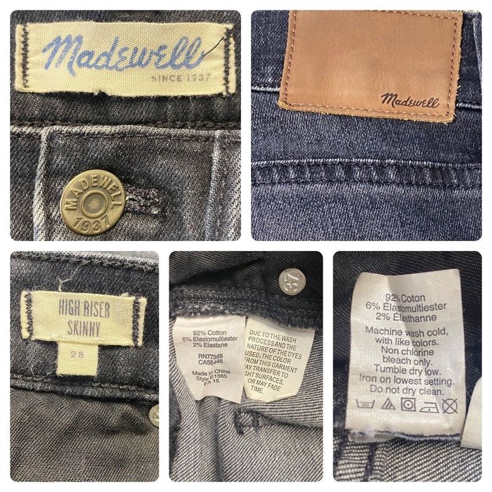 Madewell MADEWELL HIGH RISER SKINNY KINCAID CHARCOAL RIPPED JEANS 28