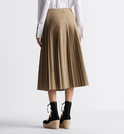 Dior o1w1db10925 441J69 Pleated Mid-Length Midi Skirt in Beige Size 30" / US 8 / IT 44 - 7 Thumbnail
